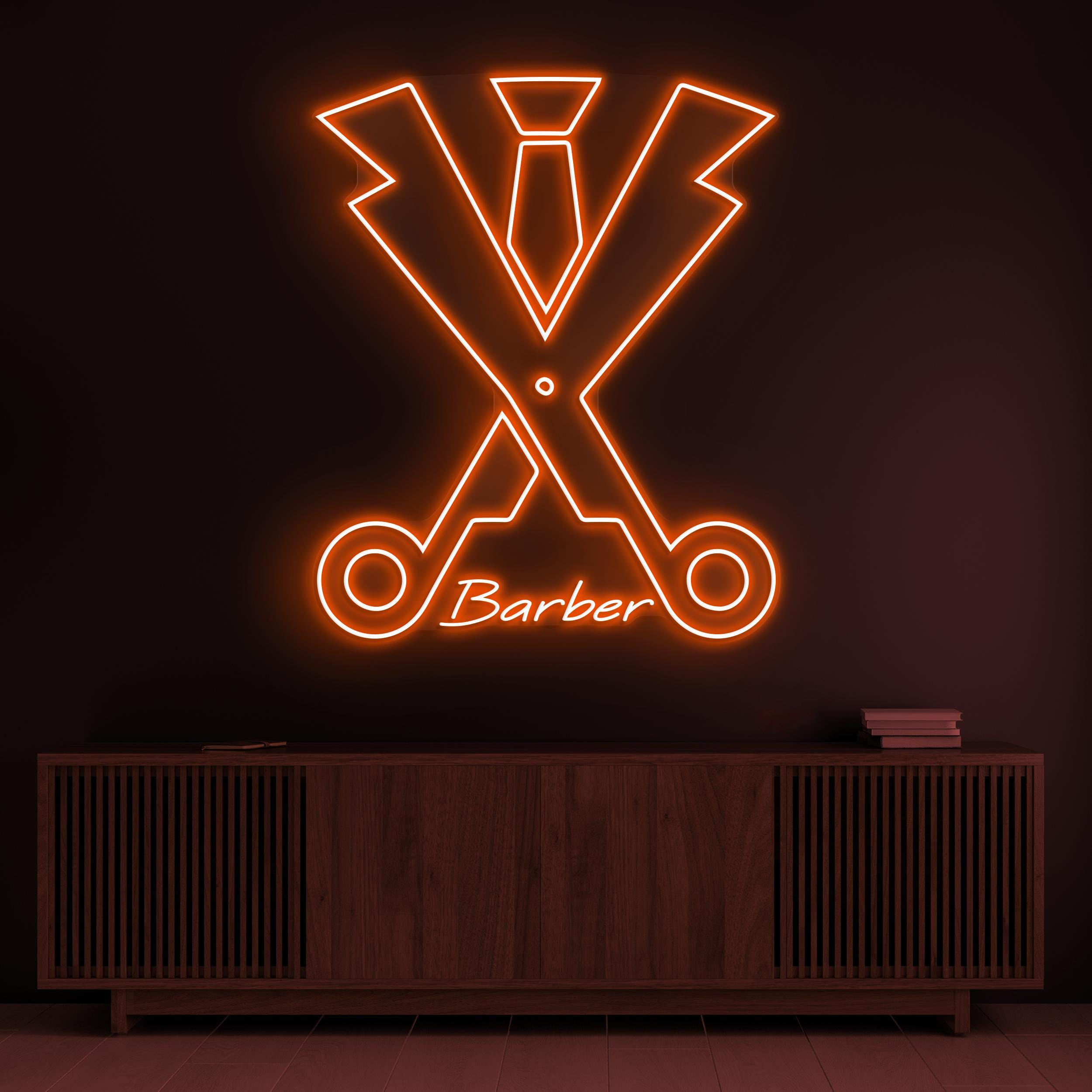Barber Neon Sign, Barber LED Light, Barber Shop Wall Decor, Suit Scissors Neon Light, Barber Suit Neon Art, Dapper Cut Decor, Custom Sign