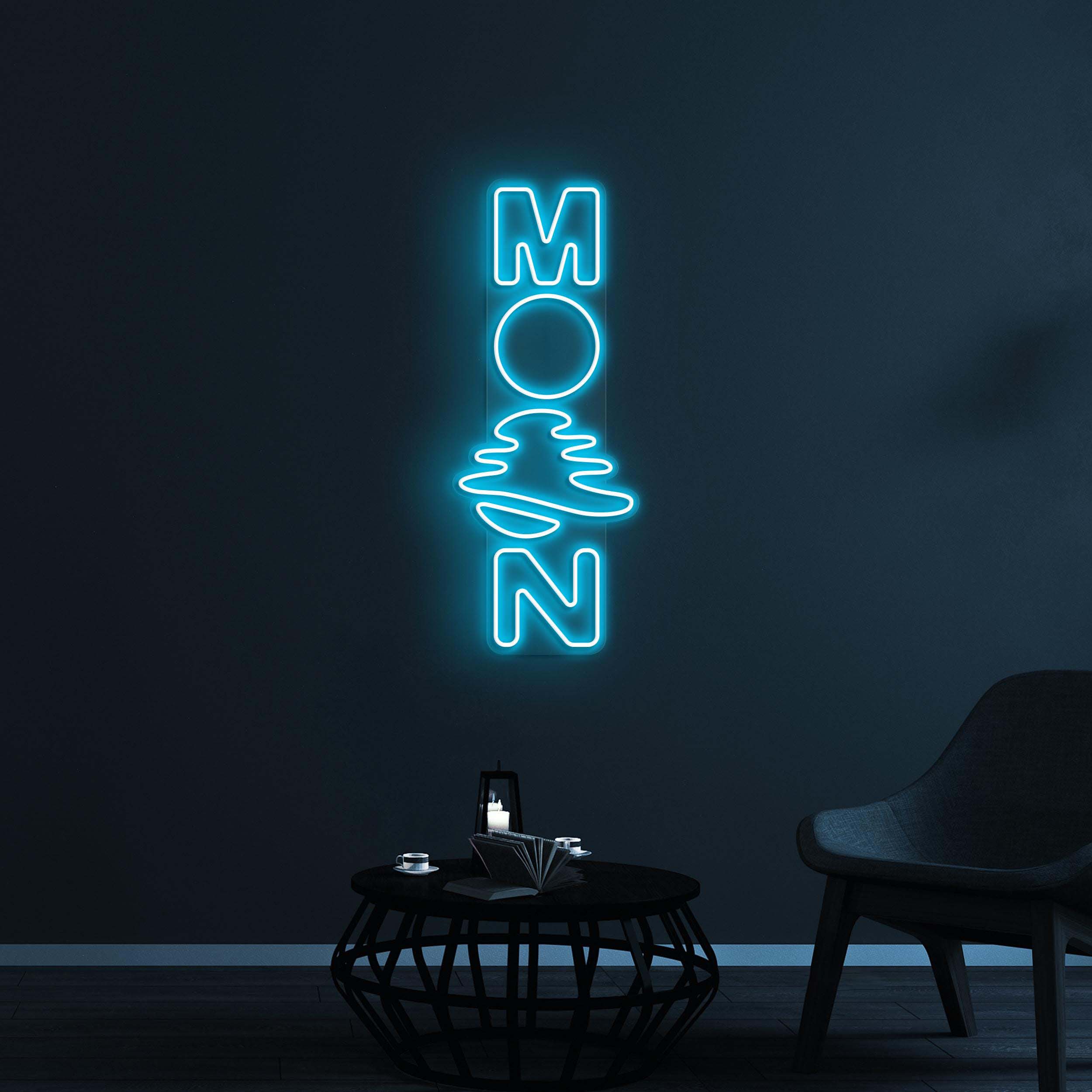 Moon Neon Sign, Moon LED Light, Dreamy Wall Decor, Moon Night Light Wall Art, Home Decor, Custom Sign, Moon Logo Neon Sign, Bedroom Wall Art