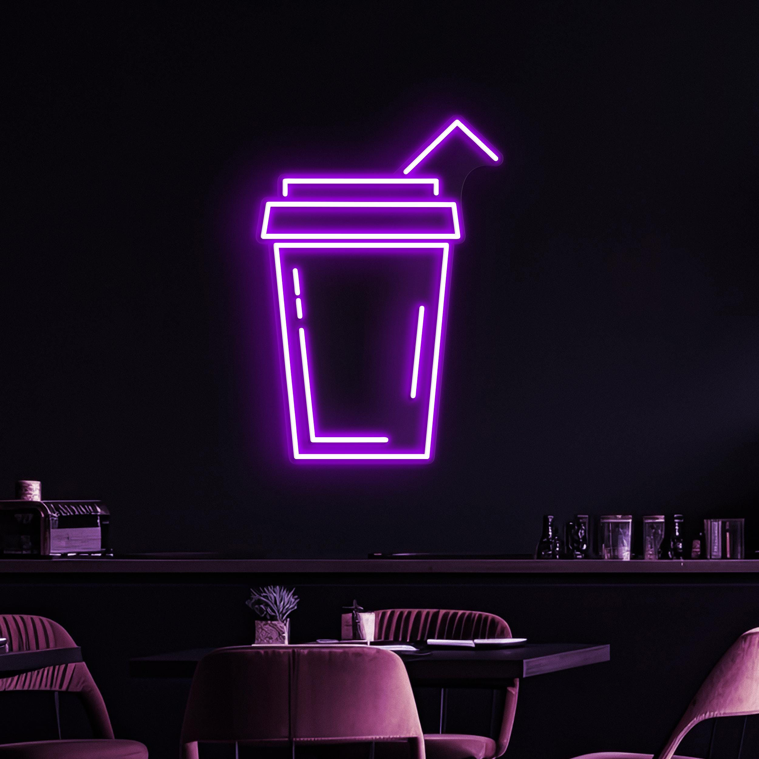 Drink Cup Neon Sign, Drink Cup LED Light, Juice Bar Wall Art, Kitchen Decor, Cafe & Bar Neon Light, Refreshing Drink Decor, Drink Corner Art