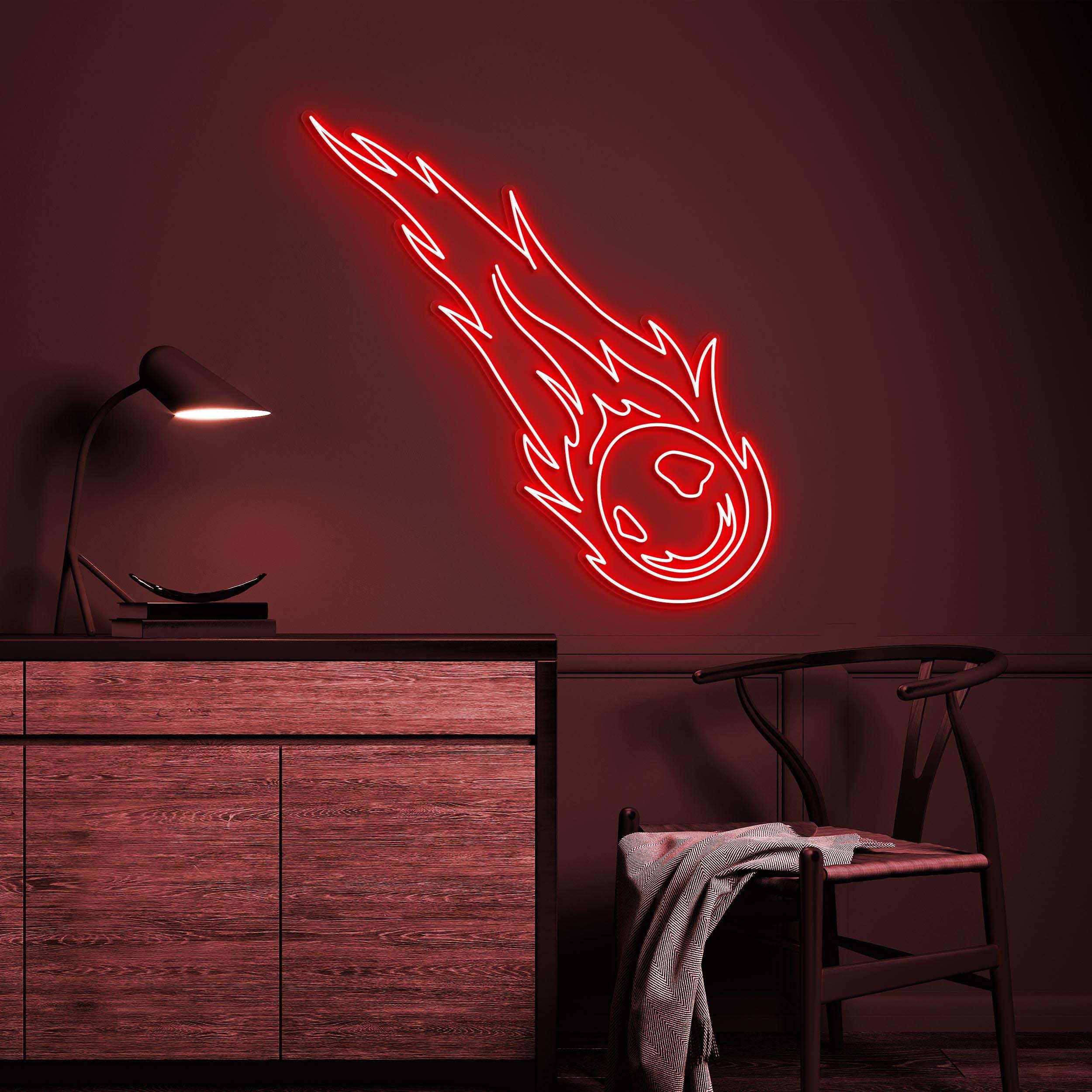 Meteorite Neon Sign, Meteorite LED Light, Shooting Star Wall Decor, Custom Neon Sign, Flaming Meteorite Wall Art, Space Room Wall Art Decor