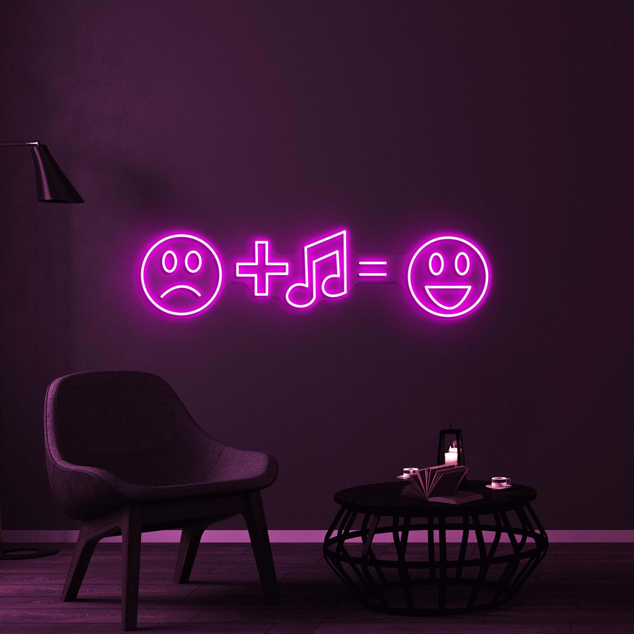 Emoji With Music Neon Sign, Music is the Answer LED Sign, Music Room Wall Decor, Sad and Happy Wall Art, Home Neon Light, Music Club Led Art