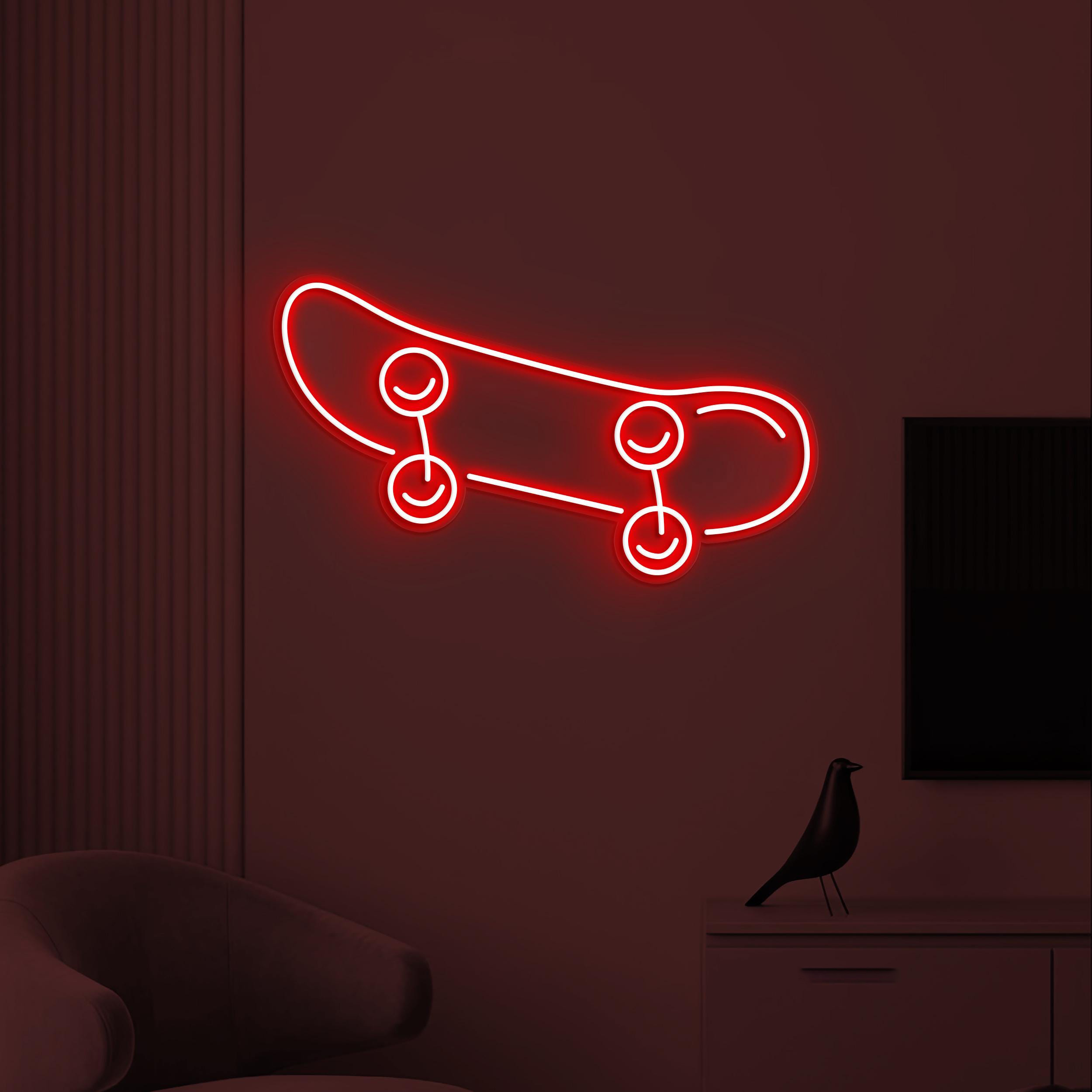 Skateboard Neon Sign, Skateboard Neon Light, Game Room Wall Decor, Game Zone Wall Art, Skateboard Club Neon Light, Kids Room Led Neon Sign