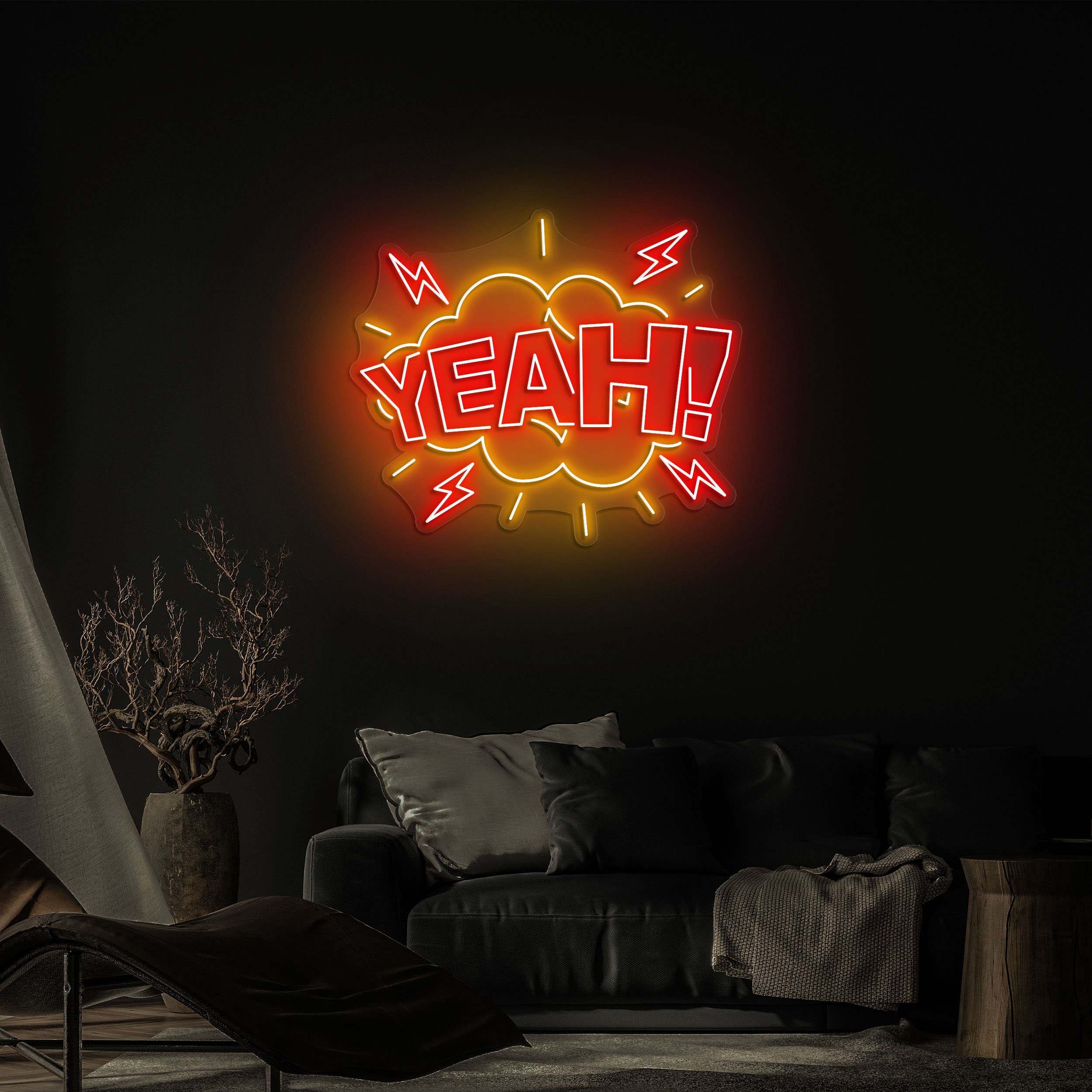 Yeah Neon Sign, Light for Home Decor, Bars, Events, and Man Caves, Game room decor, Led Neon Light for Home, Office, Party and Shop decor