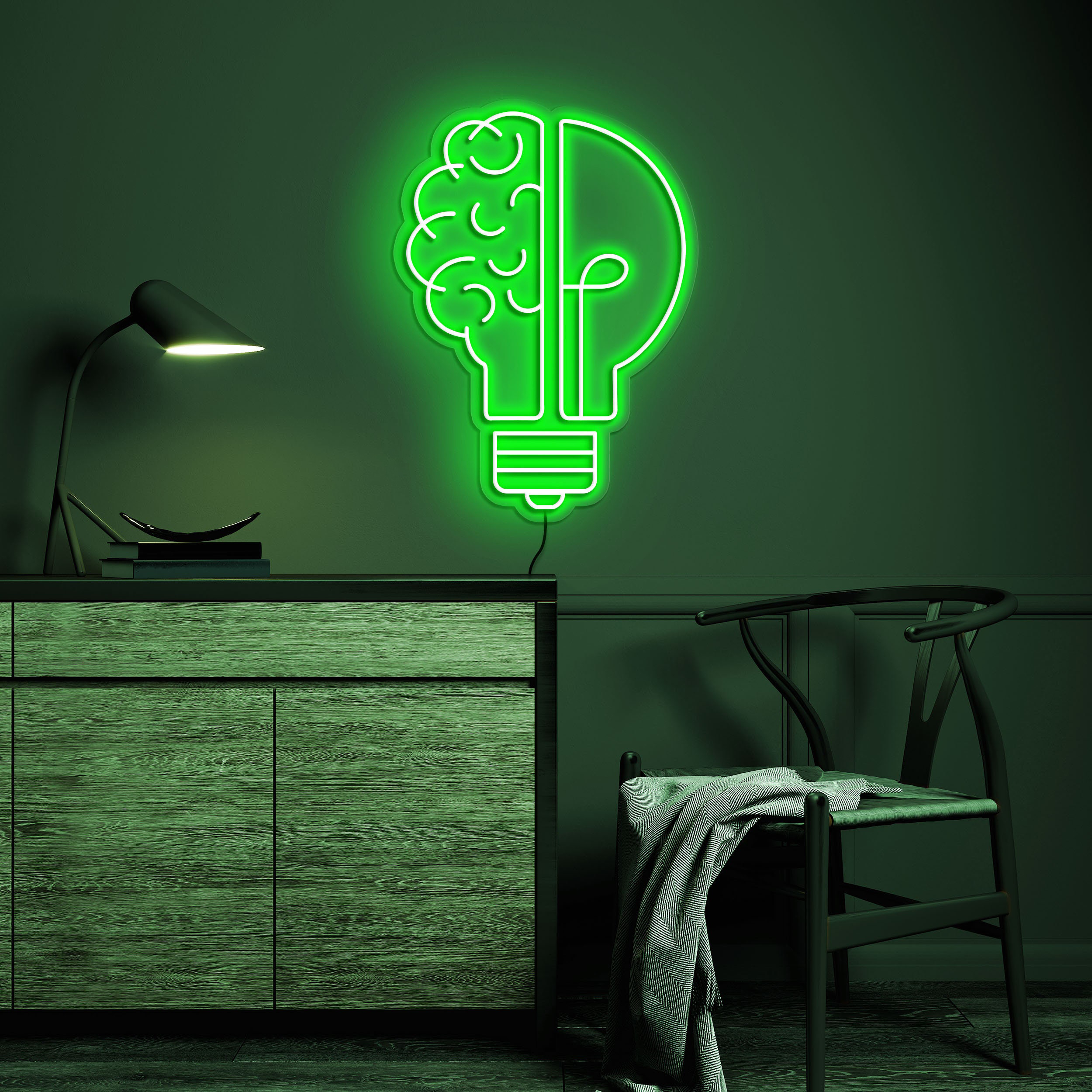 Brain Bulb Neon Sign, Bulb-Brain Led Light, Bulb Neon Art, Bulb Wall Art Light, Good Idea Neon Light, Kids Room & Home Decor, Birthday Gift