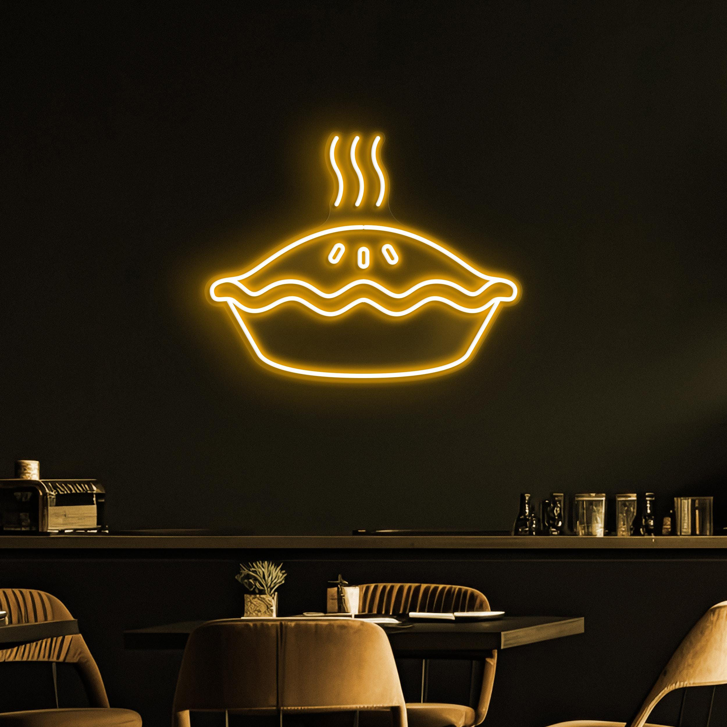 Pie Neon Sign, Apple Pie LED Light, Dessert Neon Light, Bakery Wall Decor, Pie Kitchen Wall Art, Cafe & Bar Neon Light, Cake Store Wall Sign