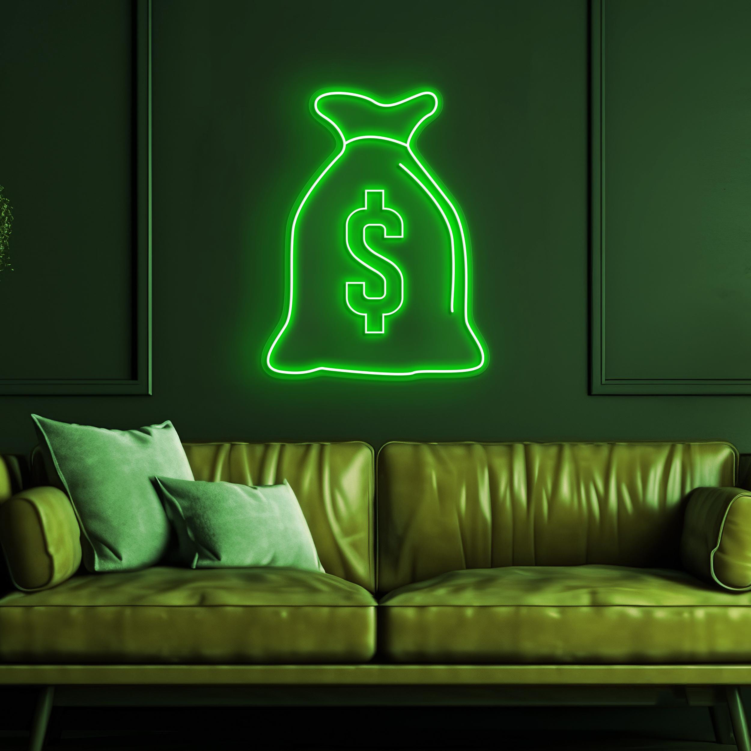 Money Bag Neon Sign, Money Bag LED Light, Office Wall Decor, Dollar Bag Wall Art, Money Dollar Led Sign, Business Neon Light, Cash Decor