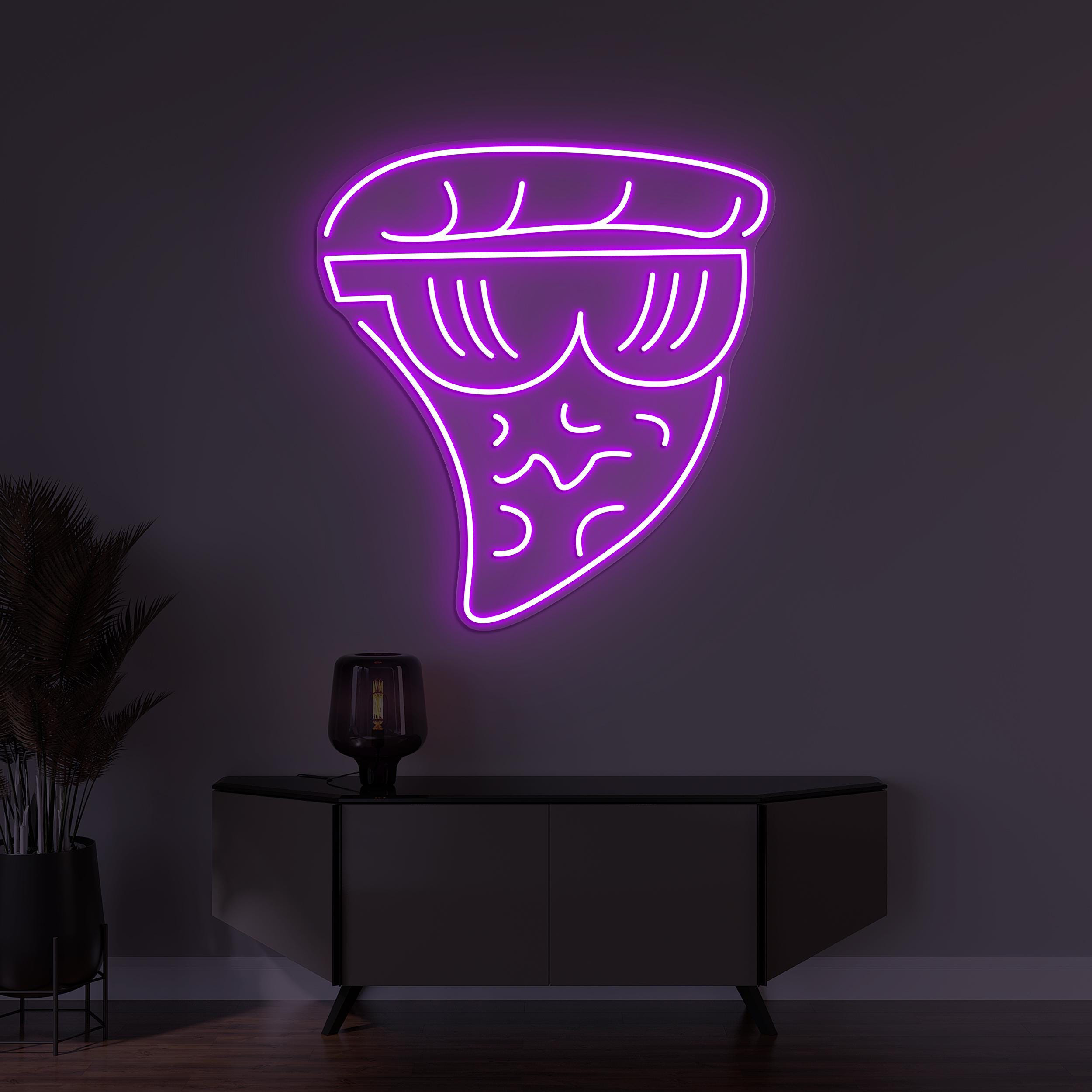 Pizza Slice Neon Sign, Pizza Slice With Sunglasses Light, Custom Neon Sign, Fast Food Restaurant Wall Decor, Kitchen Decor, Pizza Lover Gift