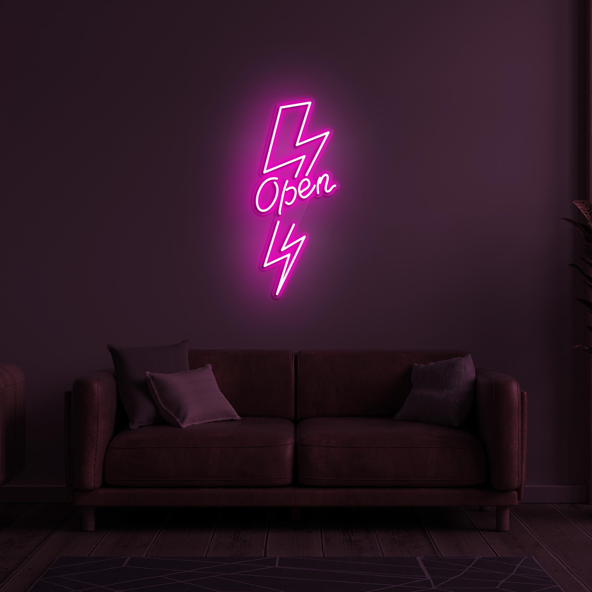 Open Neon Sign, Open LED Light, Electric Open LED Neon Art, Lightning Open Sign, Decor for Cafe, Bar and Shops, Business Logo Neon Sign