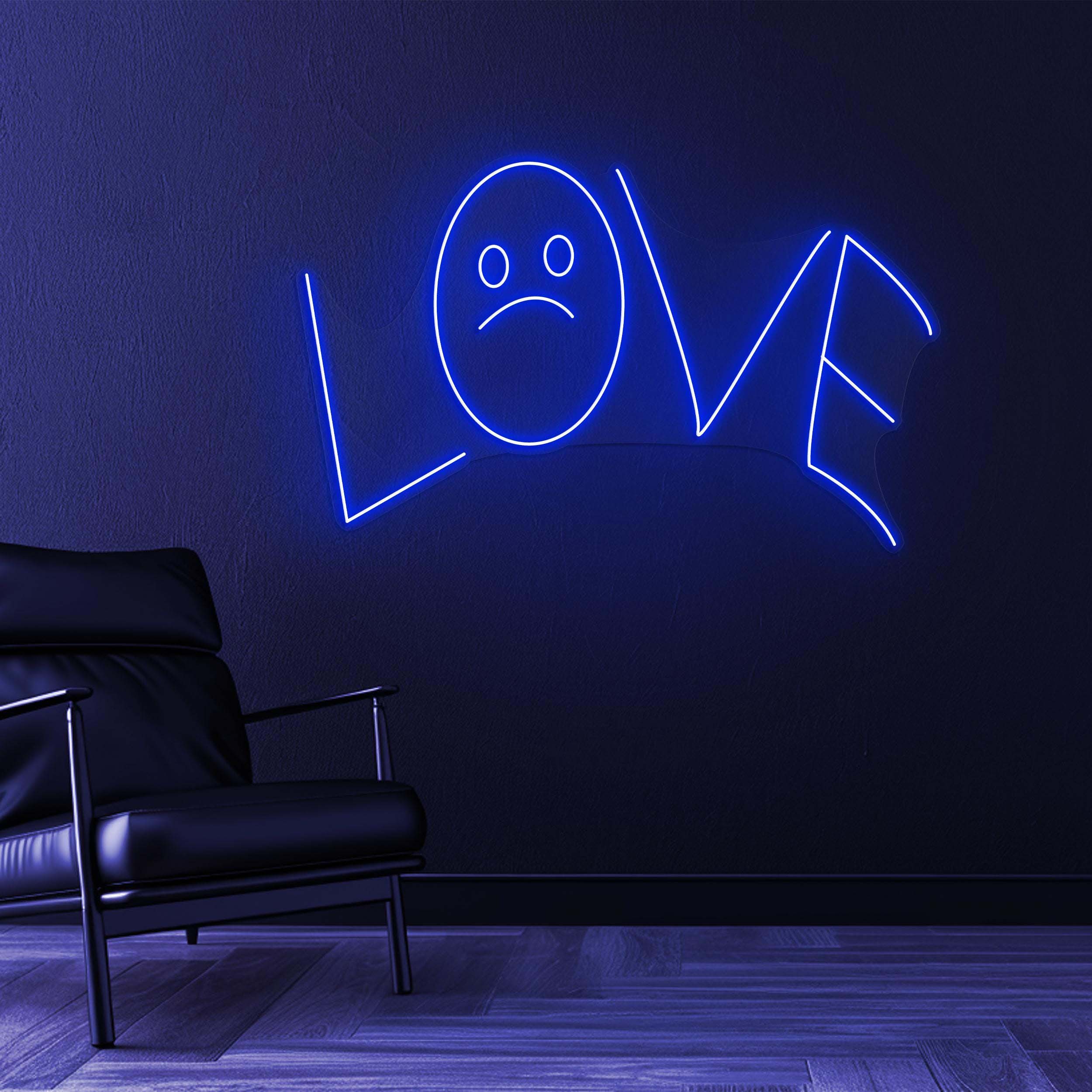 Love Neon Sign, Sad Face Love Neon Art, Love LED Neon Art, Home Wall Decor, Love Light, Custom Neon Sign, Party Neon Sign, Kids Room Decor