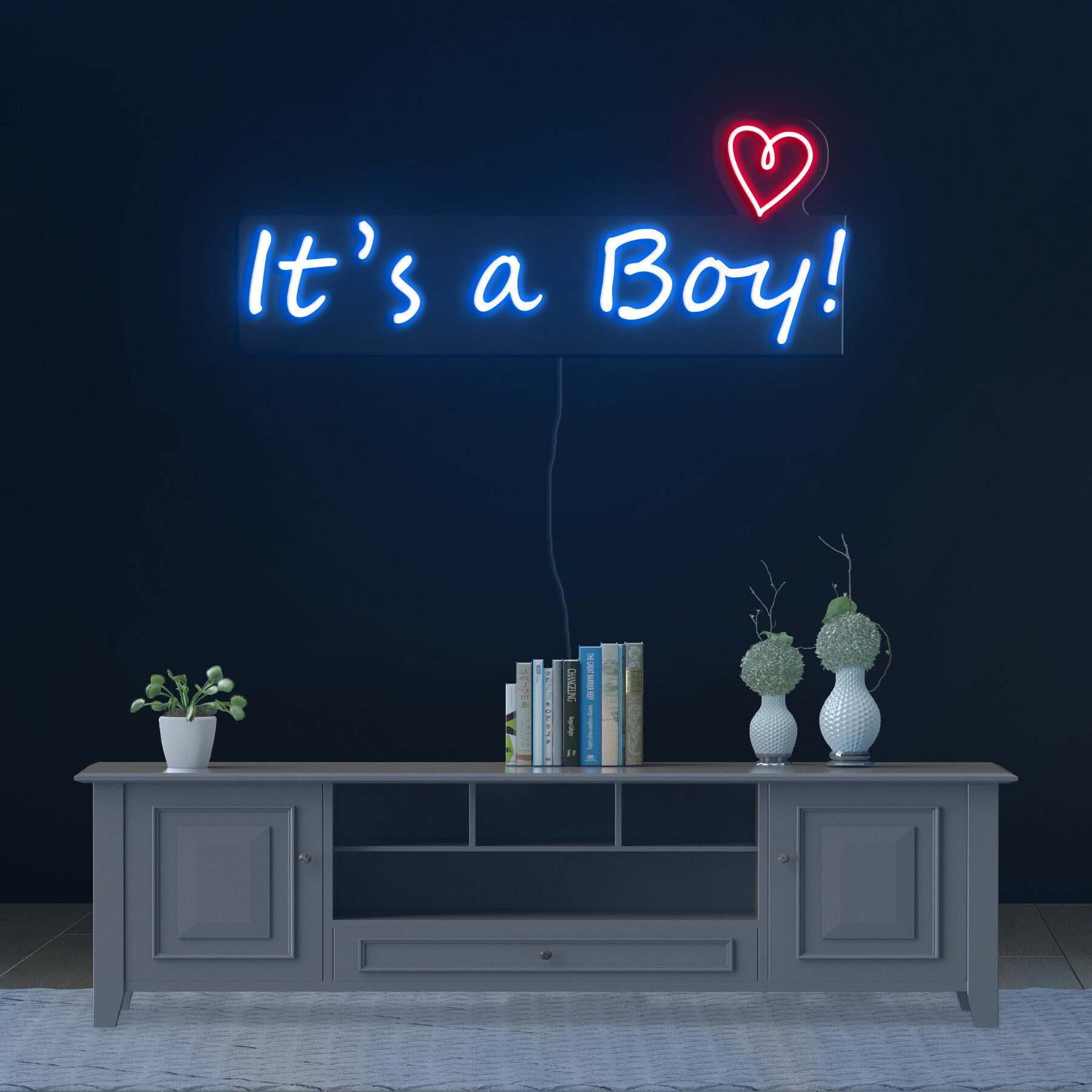It's a Boy Neon Sign, Baby Shower Decor and Gift, Nursery Wall Art, Personalized LED Neon Light for Birthday Party, Custom Wall Decor