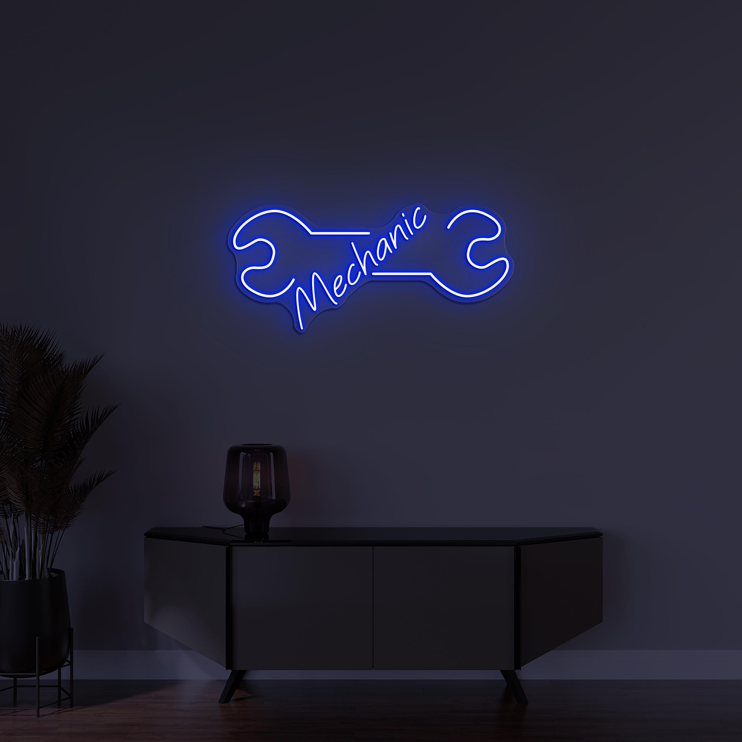 Mechanic Neon Sign, Mechanic LED Light, Garage Wall Decor, Work Shop Wall Art, Wrench Neon Sign, Car & Bike Repair Shop Decor, Tools Decor