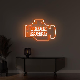 Check Engine Neon Sign, Check Engine Light Sign, Engine Neon Wall Decor, Car Engine Light Sign, Birthday Gift For Dad, Garage Wall Decor