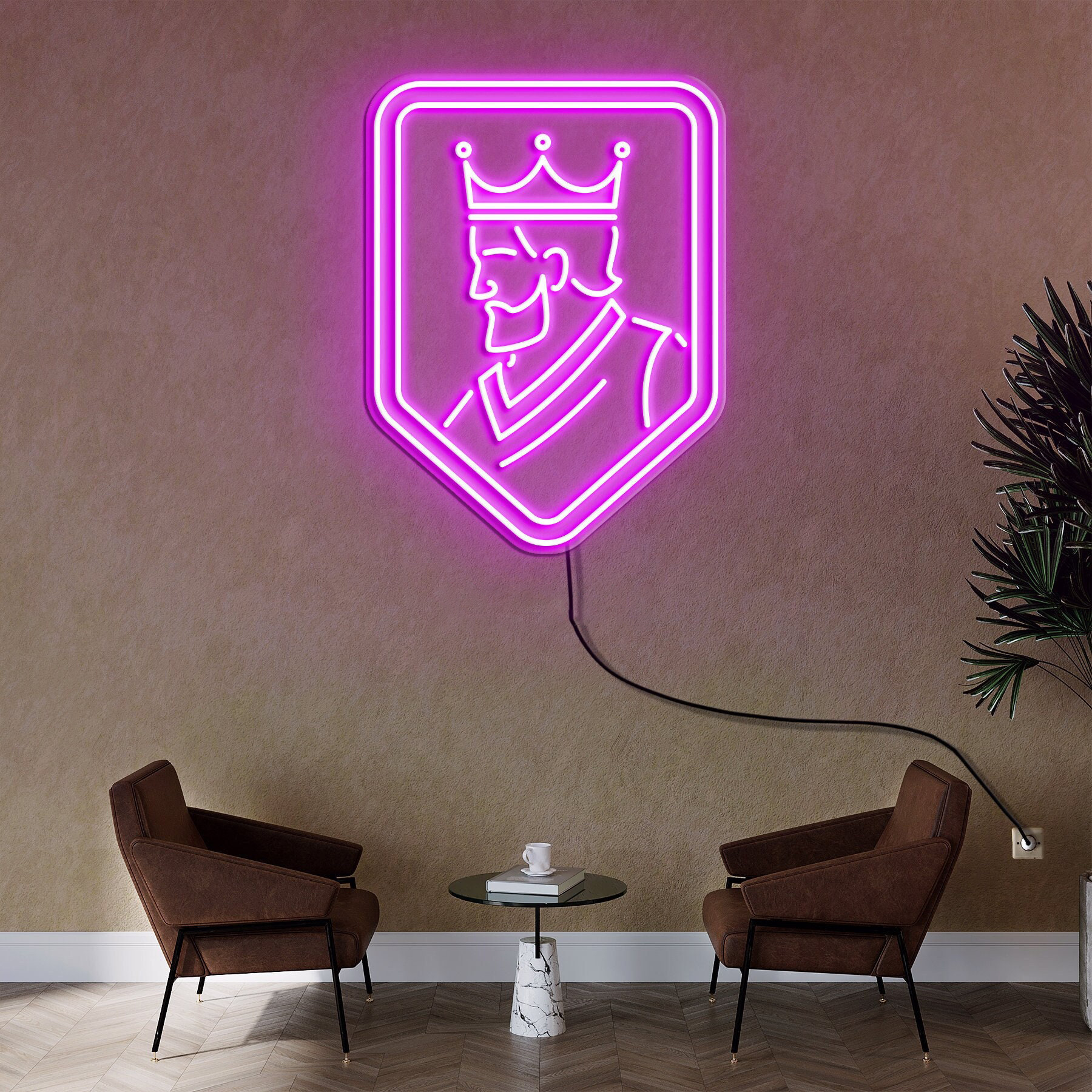 King Shield Neon Sign, Knightly Neon Art, Wall Decor, Room Decor, LED Wall Decor for Game Rooms and Man Caves, Wall Art for Home or Office