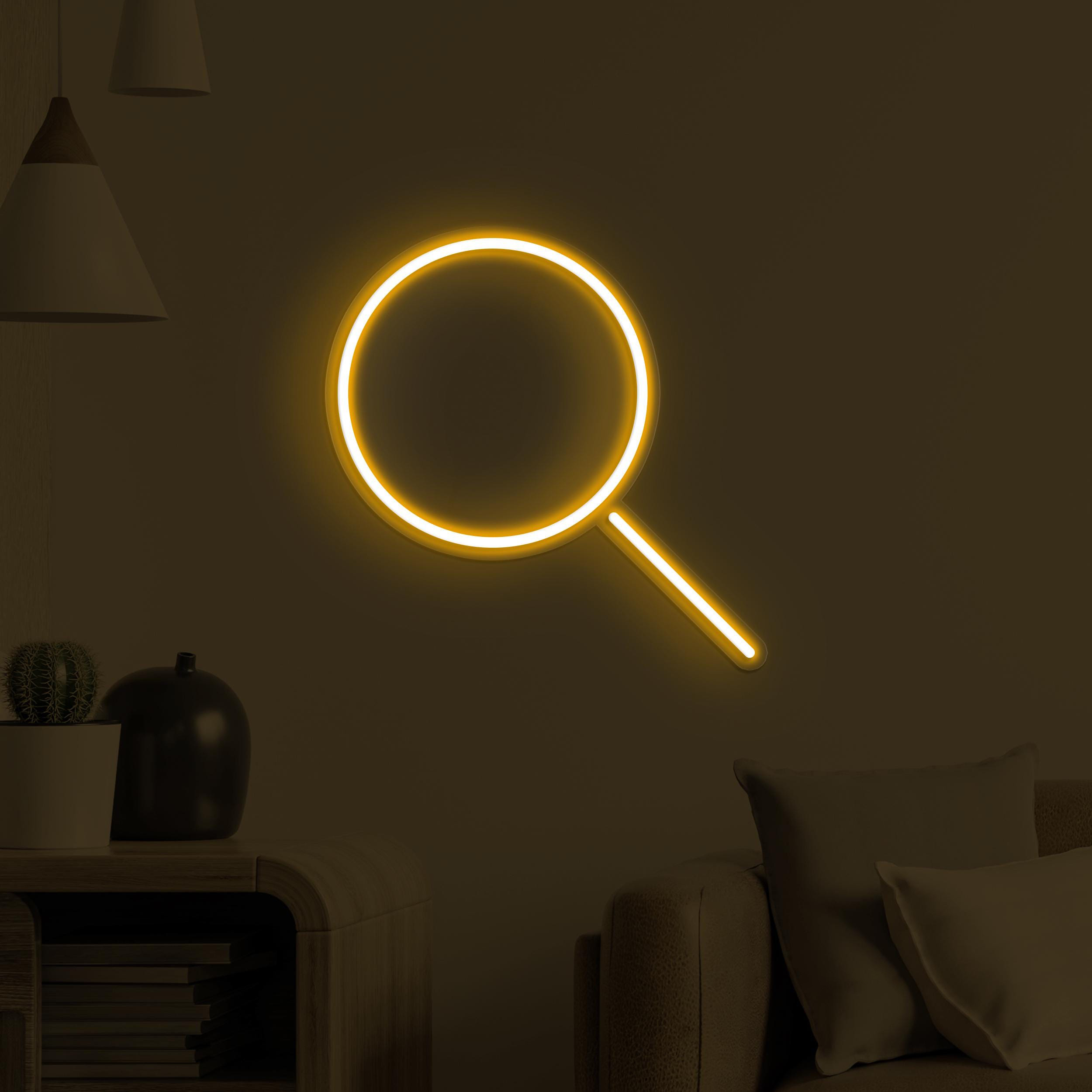 Magnifying Glass Neon Sign, Magnifying Glass LED Light, Led Wall Decor, Scientist Neon Light, Search Light Wall Art, Home Neon Decor, Gift