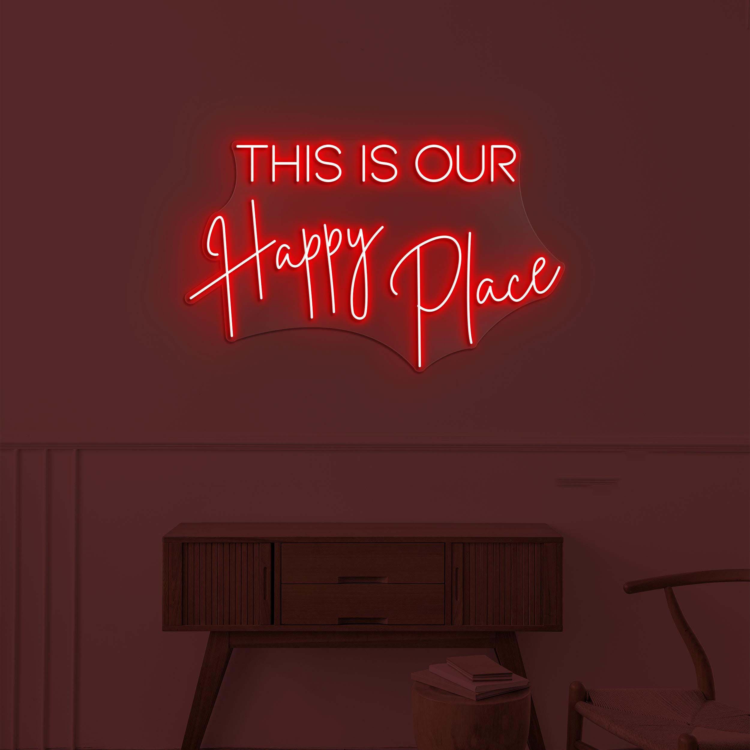This is Our Happy Place Neon Sign, This is Our Happy Place LED Light, Positive Vibes Art, Home Room Decor, Cozy Corner Sign, Good Energy Art