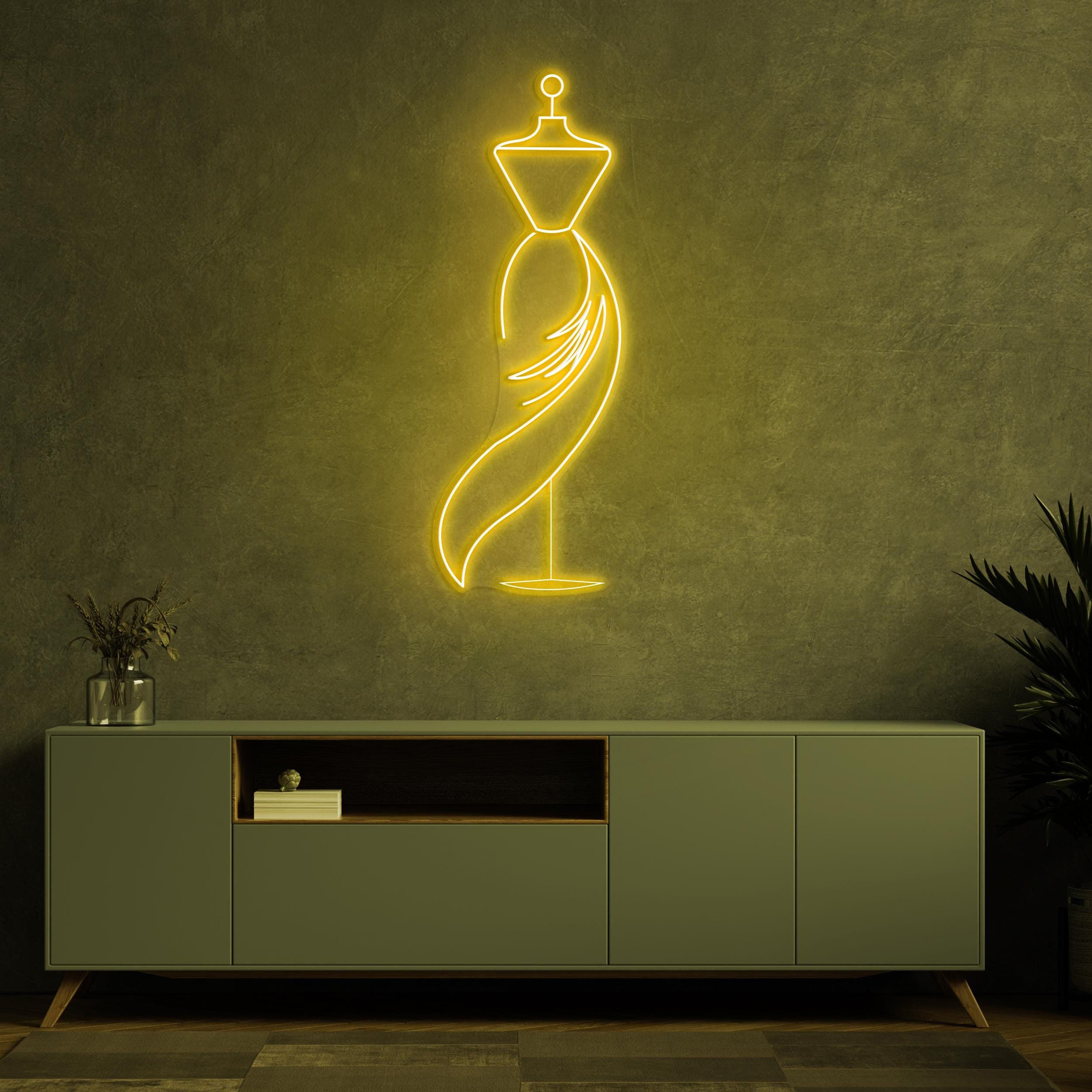 Elegant Mannequin Neon Sign, Elegant Mannequin LED Light, Mannequin with Flowing Dress Neon, Dummy Neon Light, Custom Clothing Store Decor