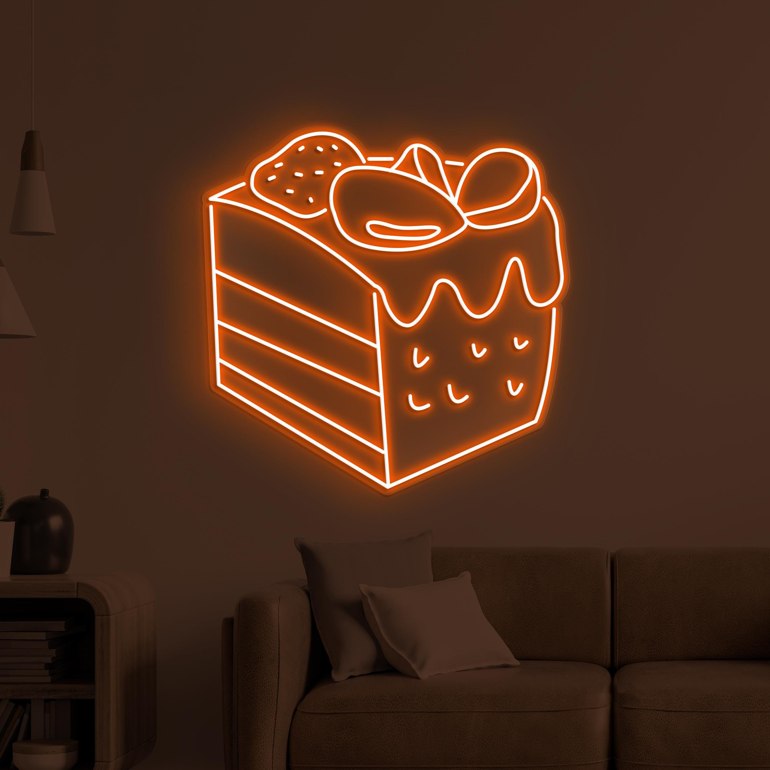 Cake Slice Neon Sign, Cake Slice LED Light, Dessert Wall Decor, Birthday Cake Art, Sweet Treat Sign, Cake Shop Neon Light, Bar & Cafe Decor