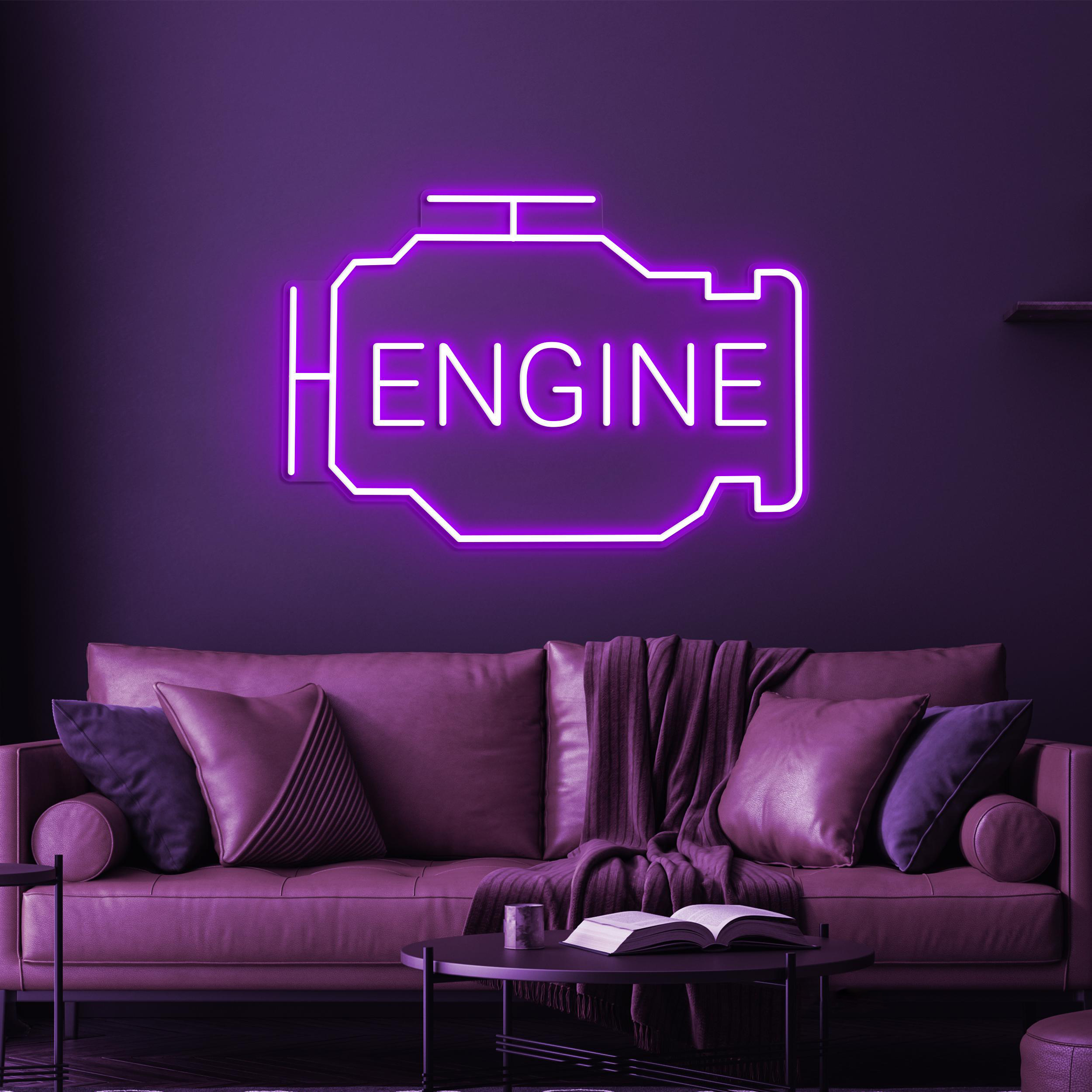 Engine Neon Sign, Engine Led Light, Workshop Wall Decor, Mechanic Neon Art, Car Engine Neon Sign, Birthday Gift For Dad, Garage Wall Decor