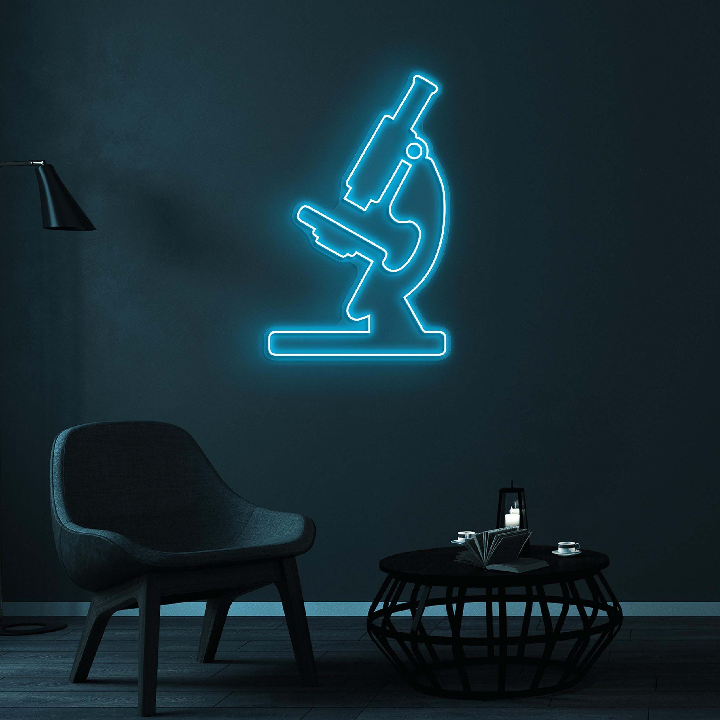 Microscope Neon Sign, Microscope LED Light, Scientist Wall Decor, Personalized Biologist Sign, Science Symbol Wall Art, University Neon Sign