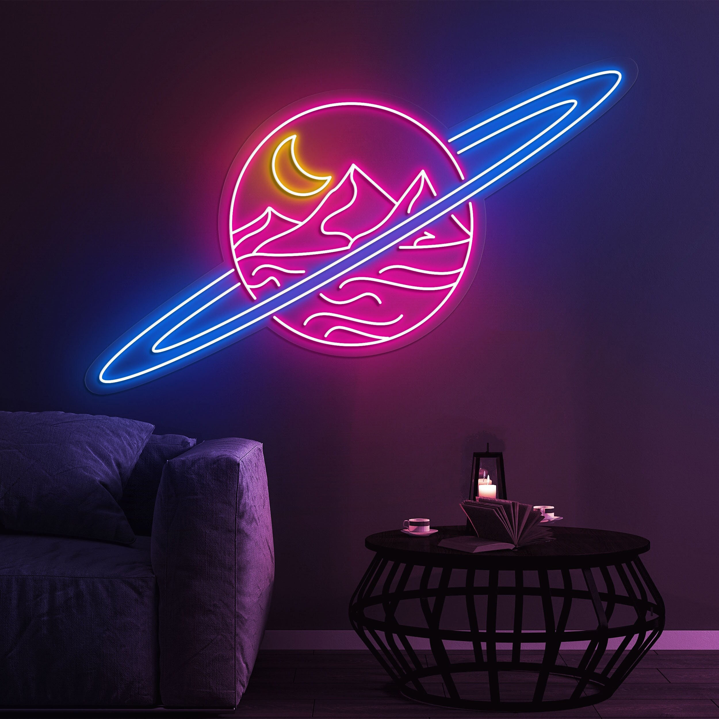 Planet Neon Sign, Deserted Planet LED Neon Light, Planet Neon Signs for Wall Decor, Planet LED Signs for Bedroom, Gaming Room, Kids Gift
