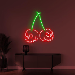 Skull Cherry Neon Sign, Skull Cherry LED Light, Skull Fruit Wall Decor, Halloween Wall Art, Personalized Neon Sign, Fruit Shop Wall Decor