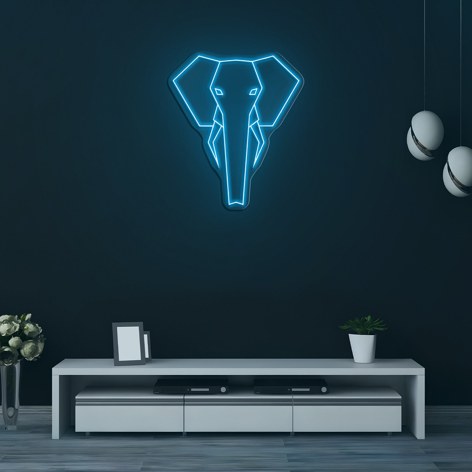 Geometric Elephant Neon Sign, Elephant LED Light for Living Room, Neon Wall Art, Bedroom, Office Decor, Kids Room Decoration, Party decor