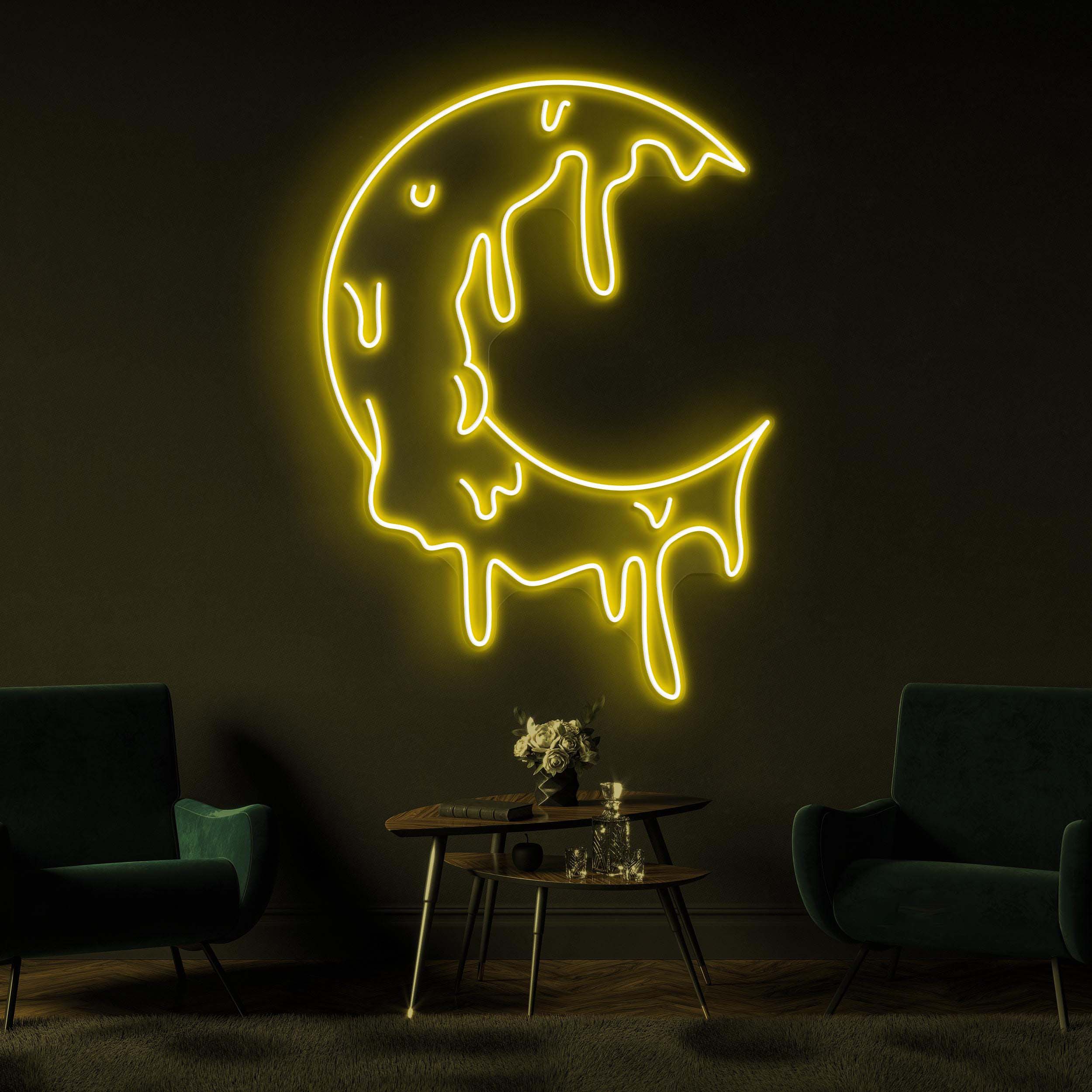 Melting Moon Neon Sign, Melting Moon LED Light, Dripping Crescent Wall Decor, Dripping Moon Wall Art, Nursery Room Neon Light, Home Decor