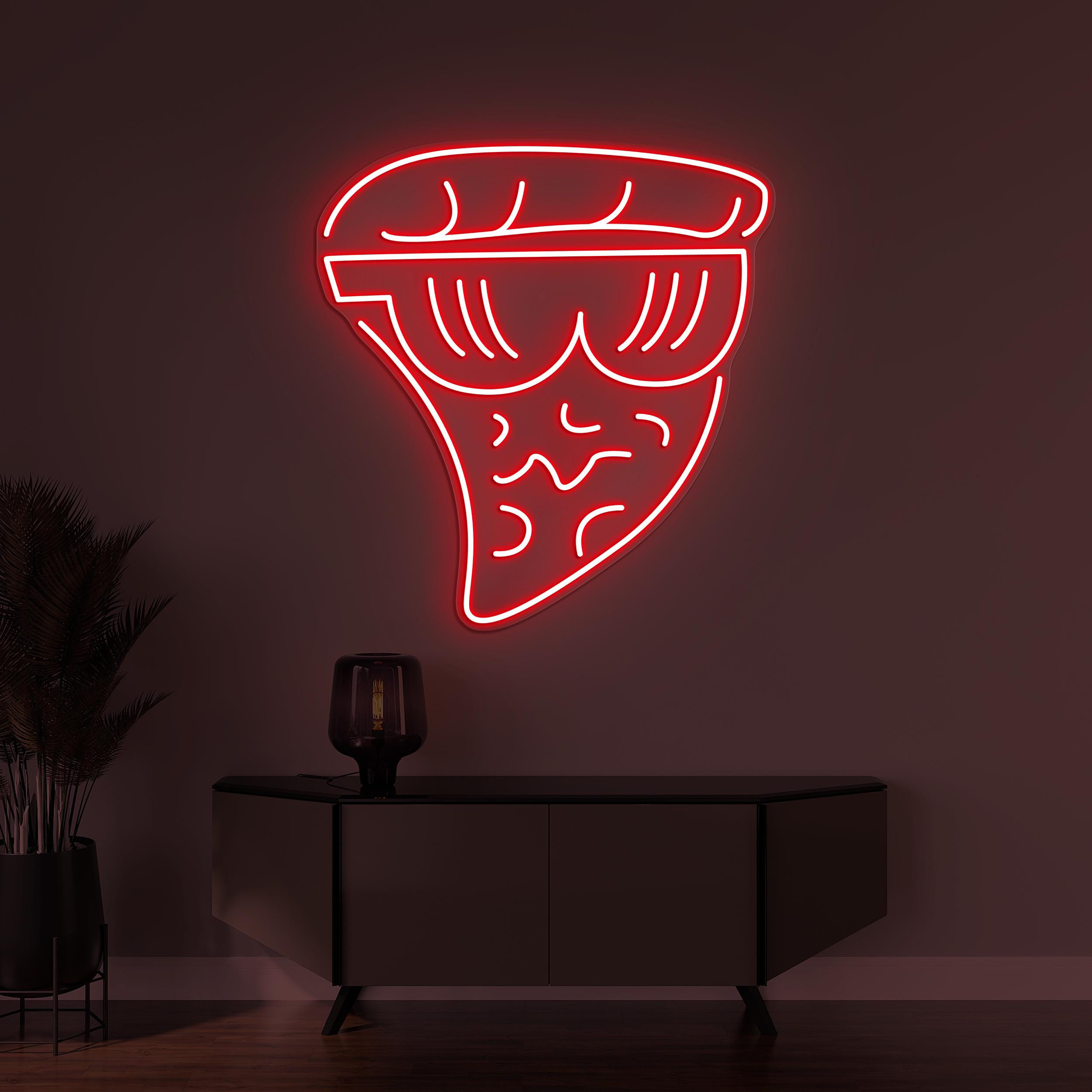 Pizza Slice Neon Sign, Pizza Slice With Sunglasses Light, Custom Neon Sign, Fast Food Restaurant Wall Decor, Kitchen Decor, Pizza Lover Gift