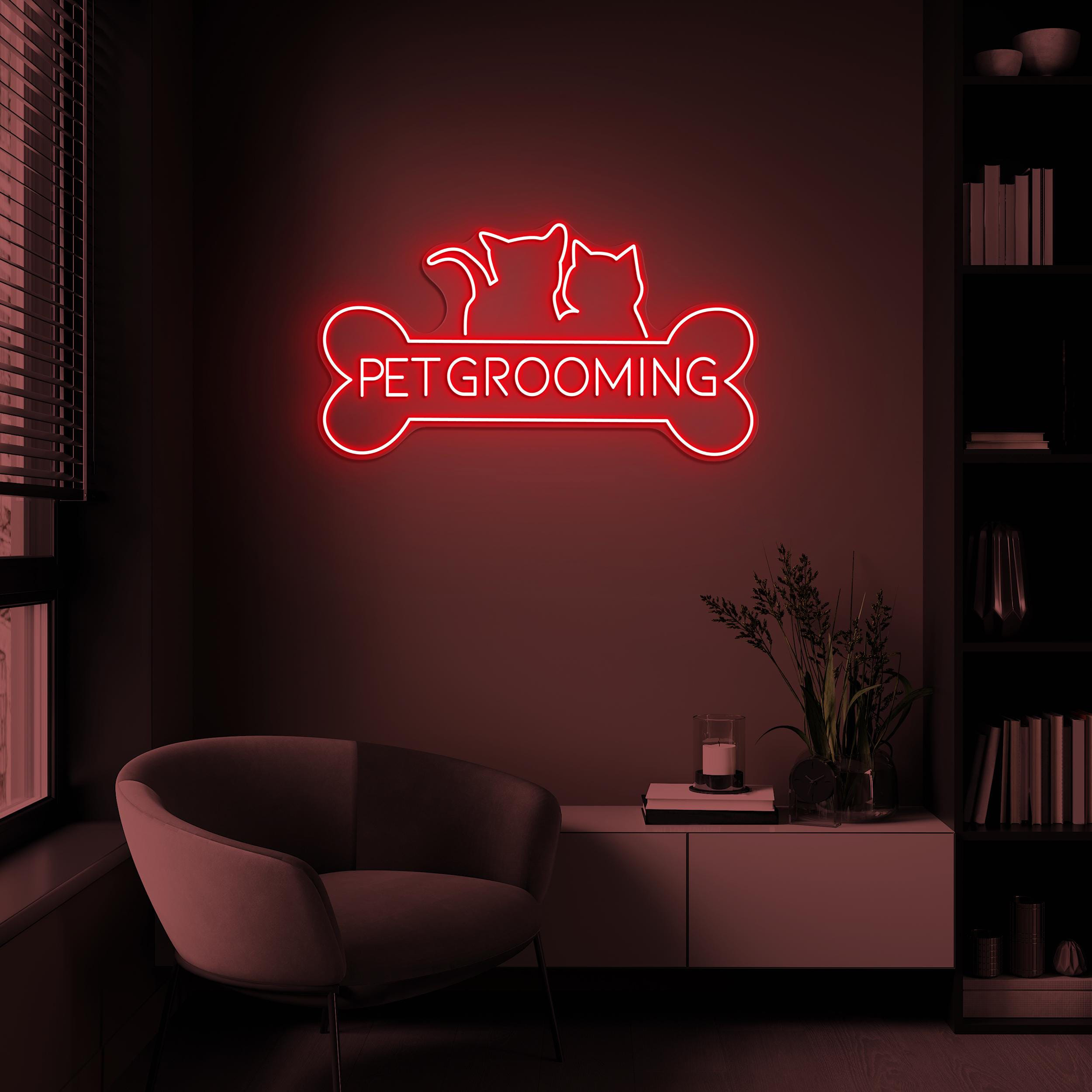 Pet Grooming Neon Sign, Pet Grooming LED Light, Dog Cat Pet Service Decor, Pet Shop Wall Art, Animal Neon Light, Pet Grooming Salon Art