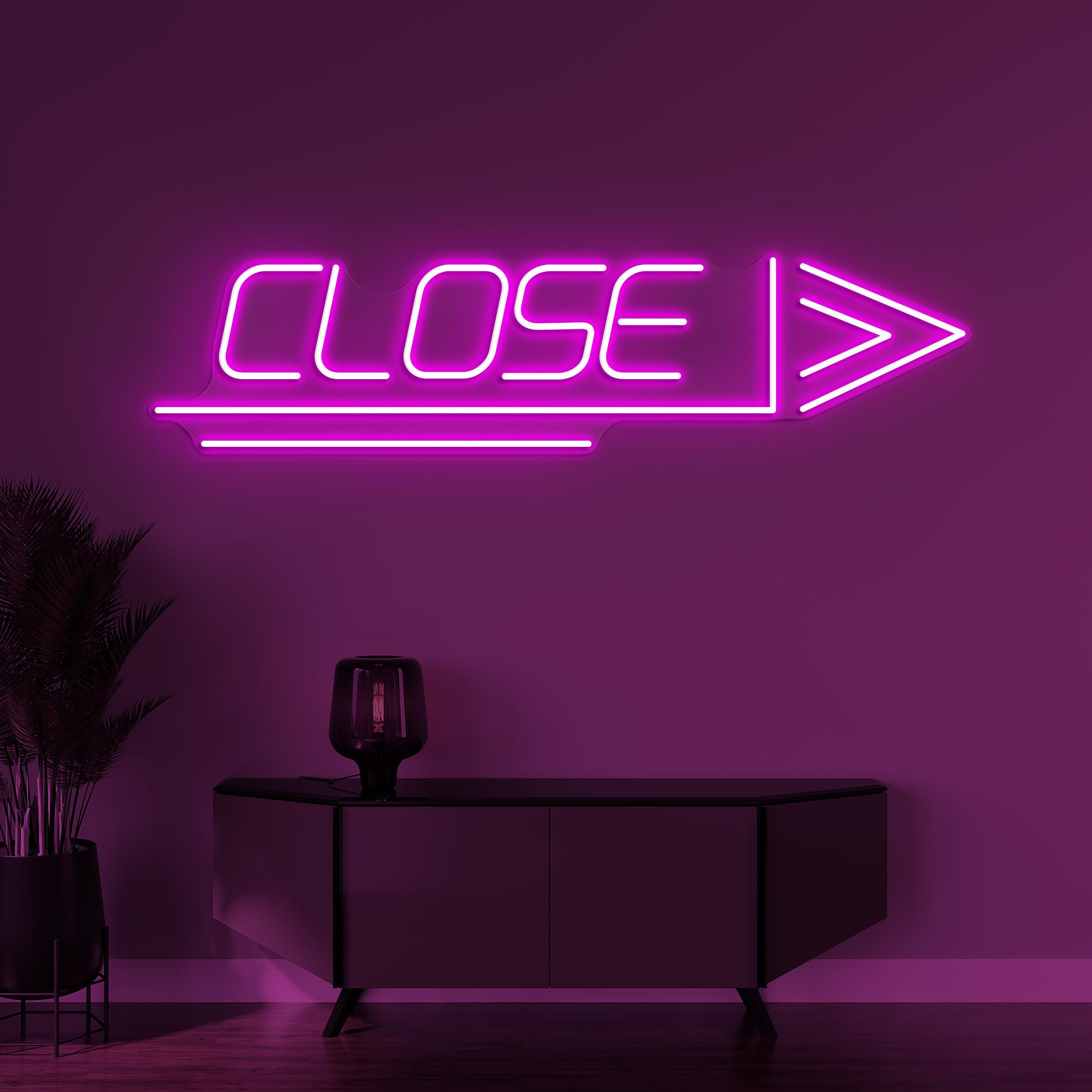 CLOSE Neon Sign, Close Led Light, CLOSE Arrow Wall Decor, Shop Logo Neon Art, Directional CLOSE Neon Light, Closed Arrow Neon Wall Art