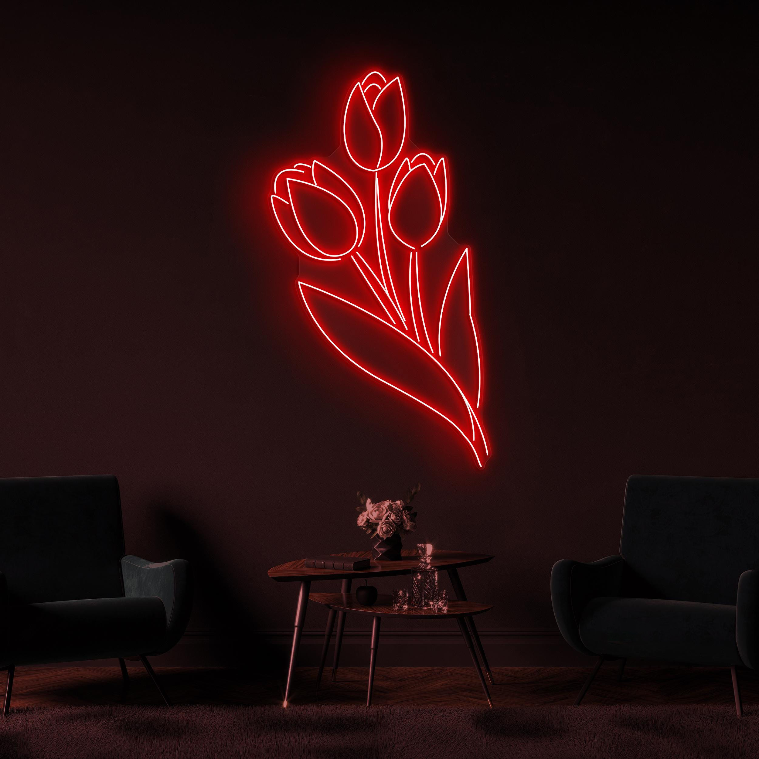 Tulip Neon Sign, Tulip LED Light, Floral Wall Art, Flower Shop Wall Decor, Neon Sign for Home, Party, Garden & Birthday Decor, Wedding Decor