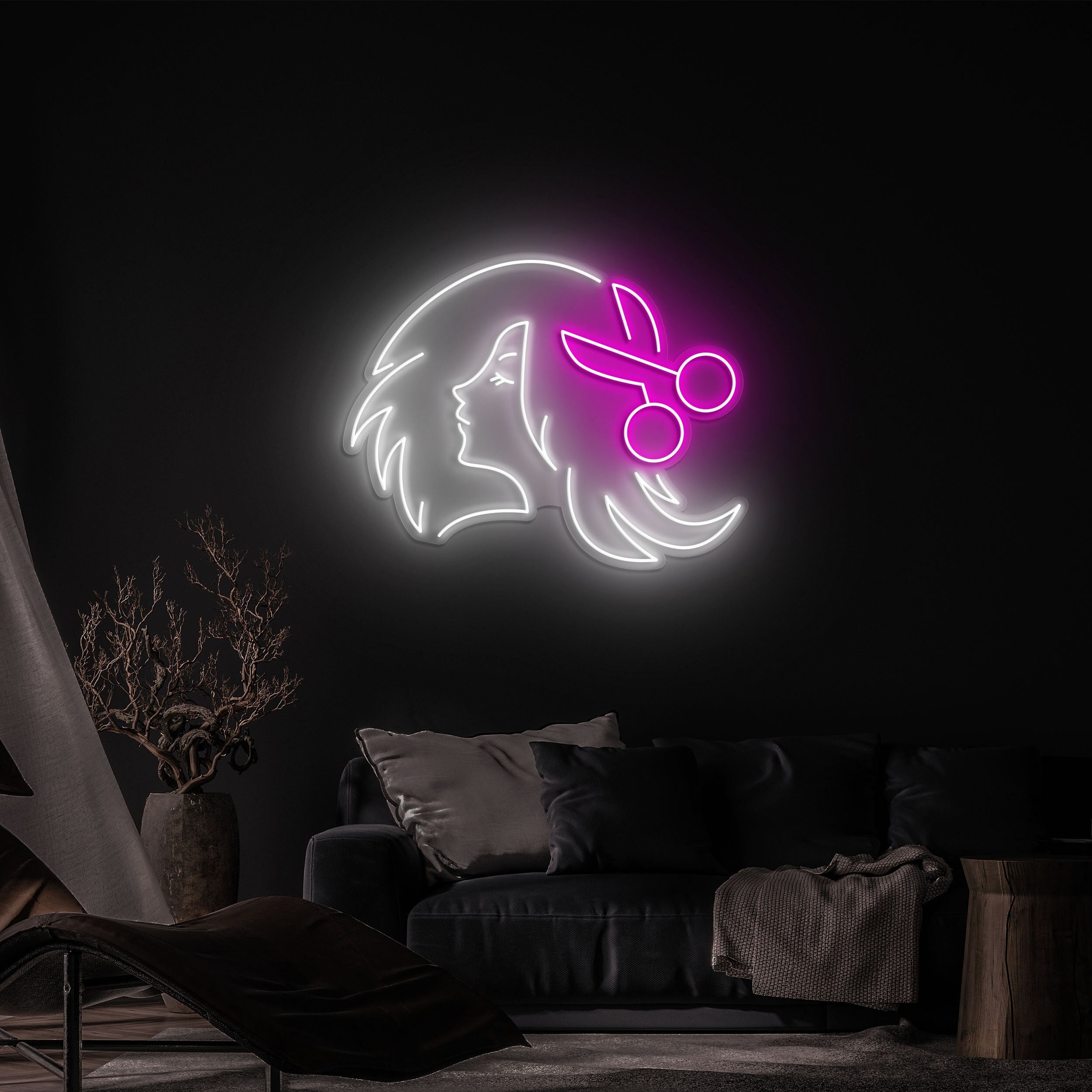 Hair Salon Neon Sign, LED Light for Salon Decoration, Stylish Hair Salon Wall Art, Neon Sign for Hair and Beauty Salons, Elegant Salon Decor
