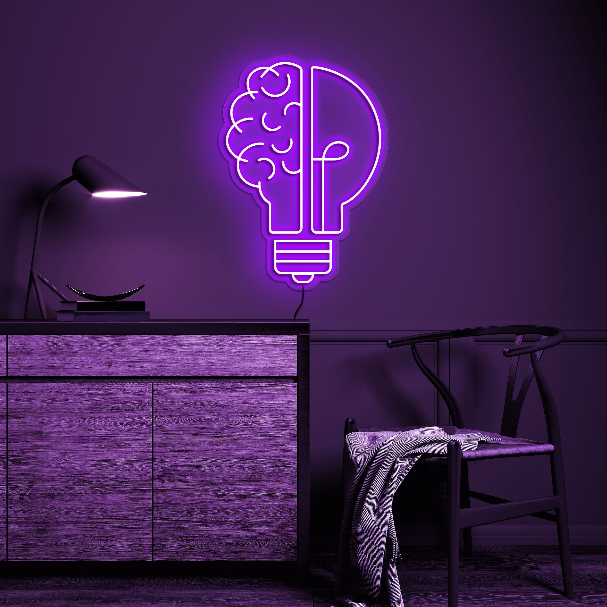 Brain Bulb Neon Sign, Bulb-Brain Led Light, Bulb Neon Art, Bulb Wall Art Light, Good Idea Neon Light, Kids Room & Home Decor, Birthday Gift