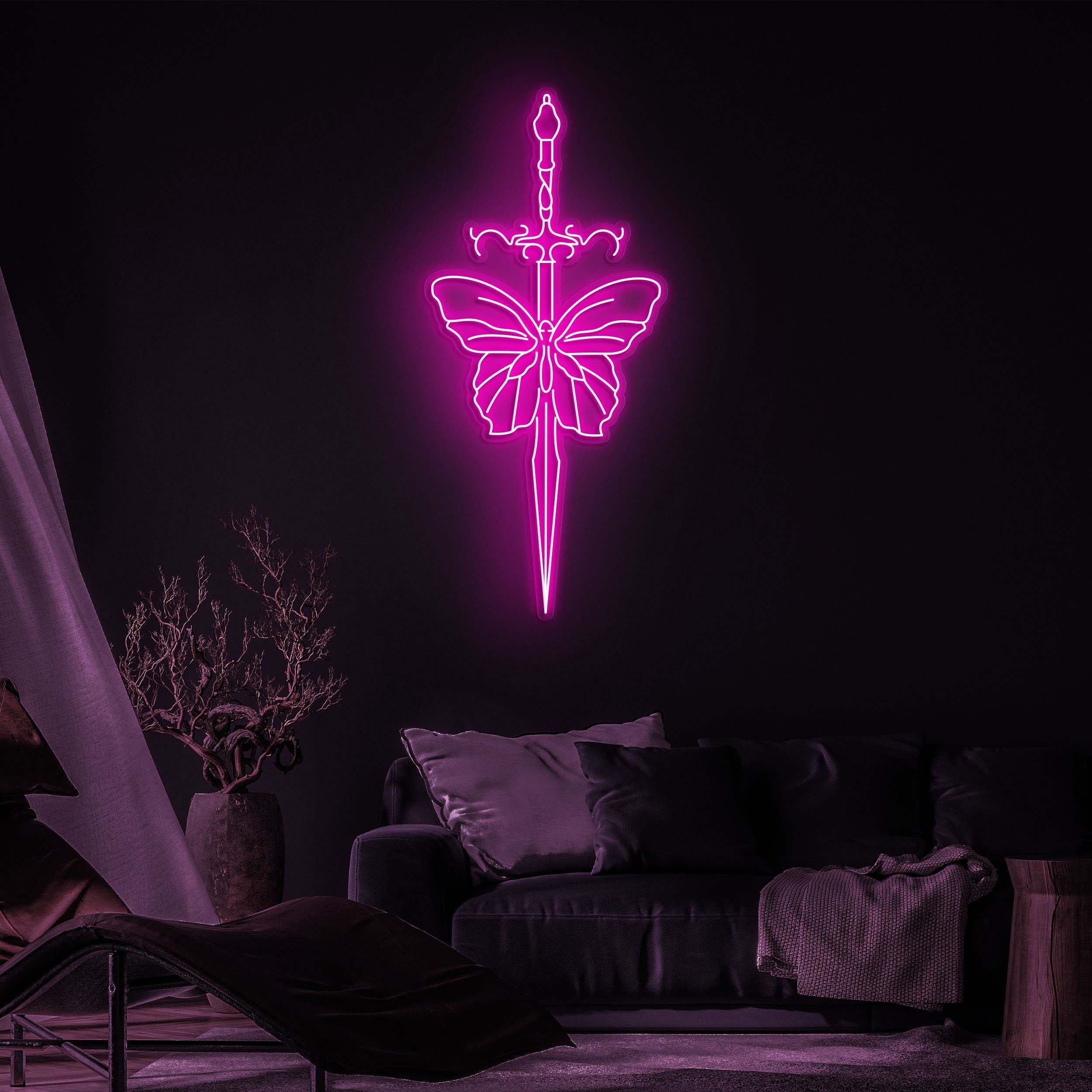 Sword Butterfly Neon Sign, Sword Neon Light, Butterfly LED Decor for Home, Dorm, Kids Room or Office, Wall Art, Sword Neon Sign, Gift Idea