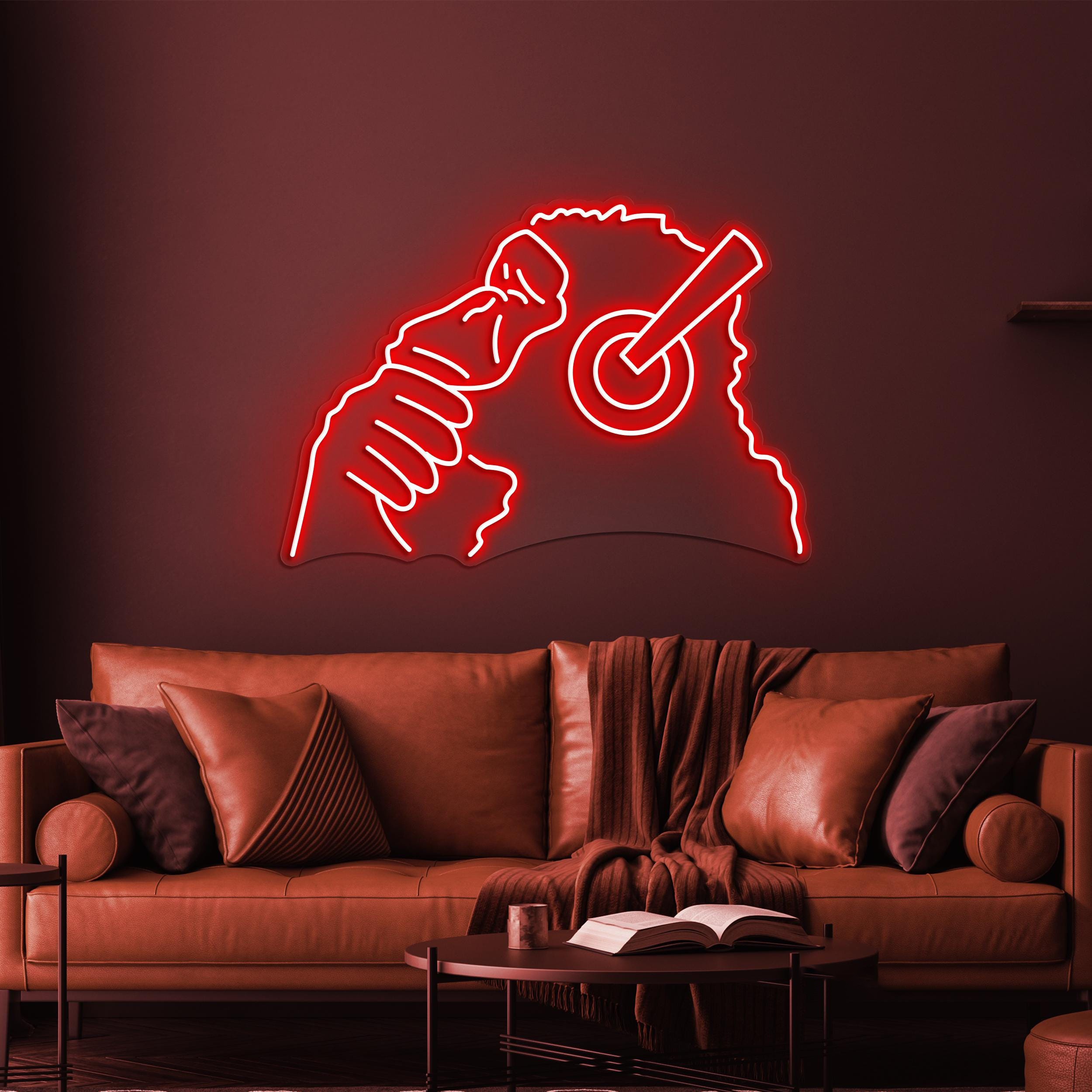 Monkey with Headphones Neon Sign, Monkey Headphones LED Light, Gorilla Wall Decor, Gorilla with Headphones Neon Art, Music Club Wall Art