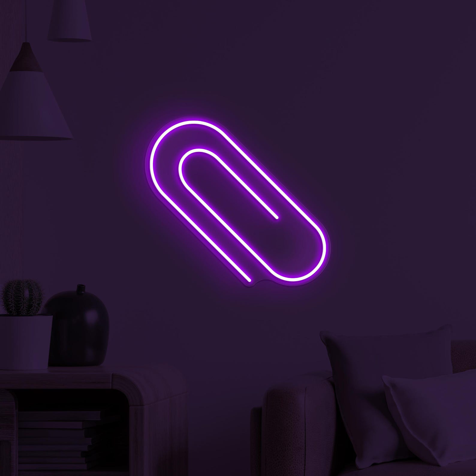 Paper Clip Neon Sign, Paper Clip LED Light, Office Wall Art, Cafe, Bar, Restaurant Decor, Neon Sign, Custom Neon Sign, Books Shop Neon Light