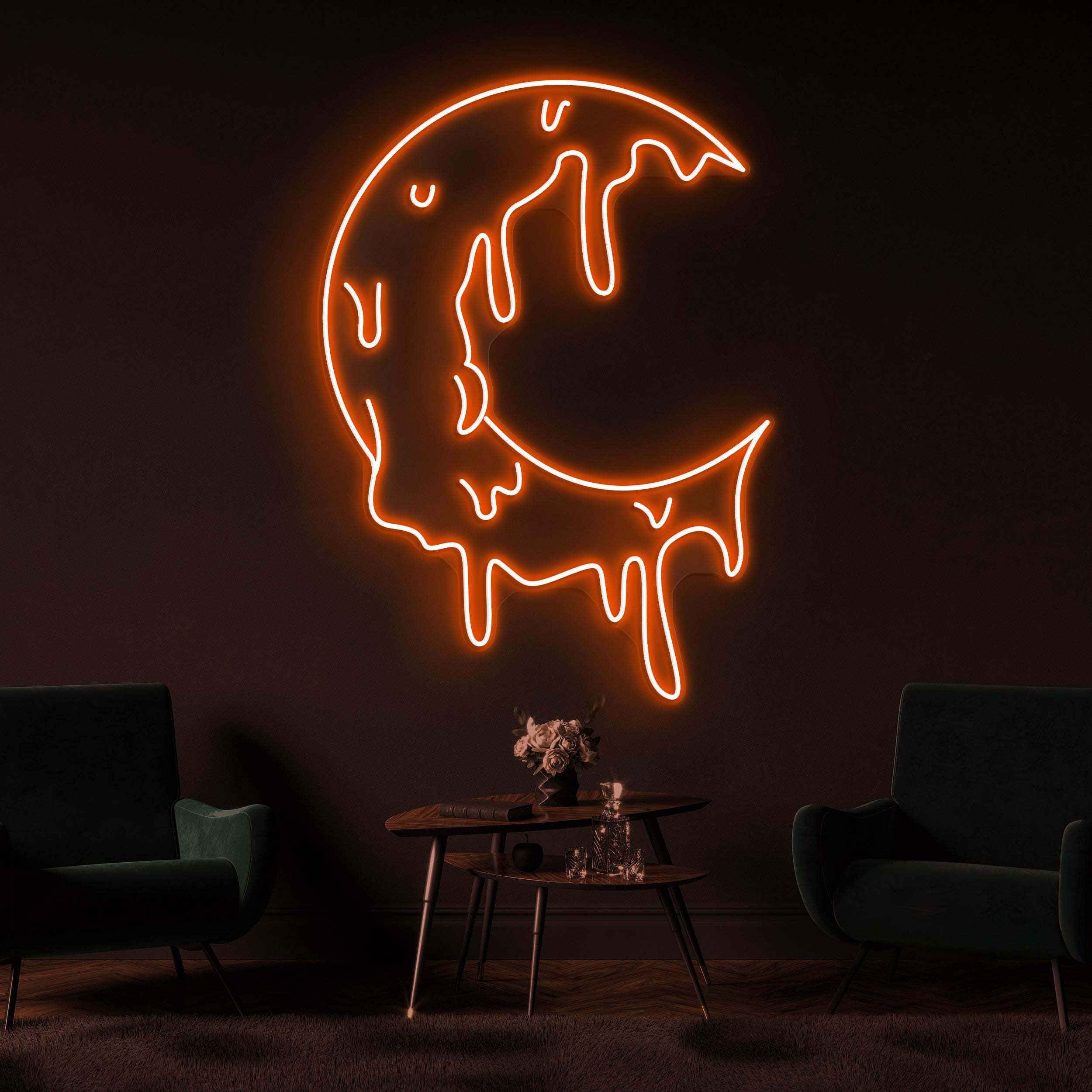 Melting Moon Neon Sign, Melting Moon LED Light, Dripping Crescent Wall Decor, Dripping Moon Wall Art, Nursery Room Neon Light, Home Decor