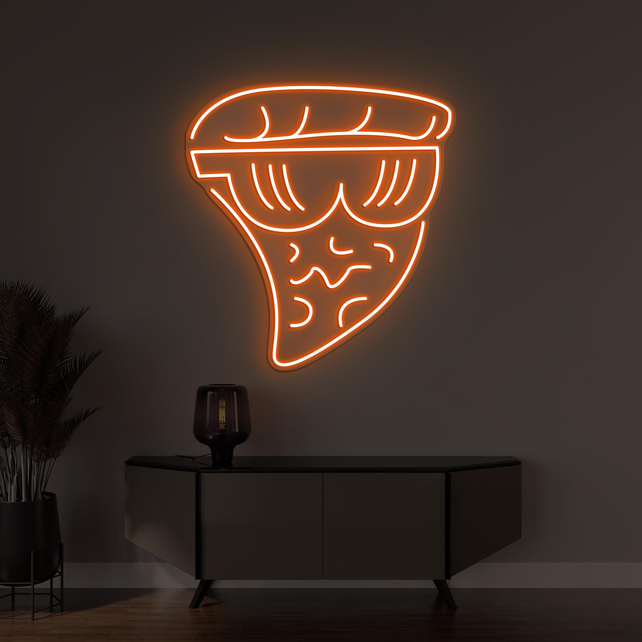 Pizza Slice Neon Sign, Pizza Slice With Sunglasses Light, Custom Neon Sign, Fast Food Restaurant Wall Decor, Kitchen Decor, Pizza Lover Gift