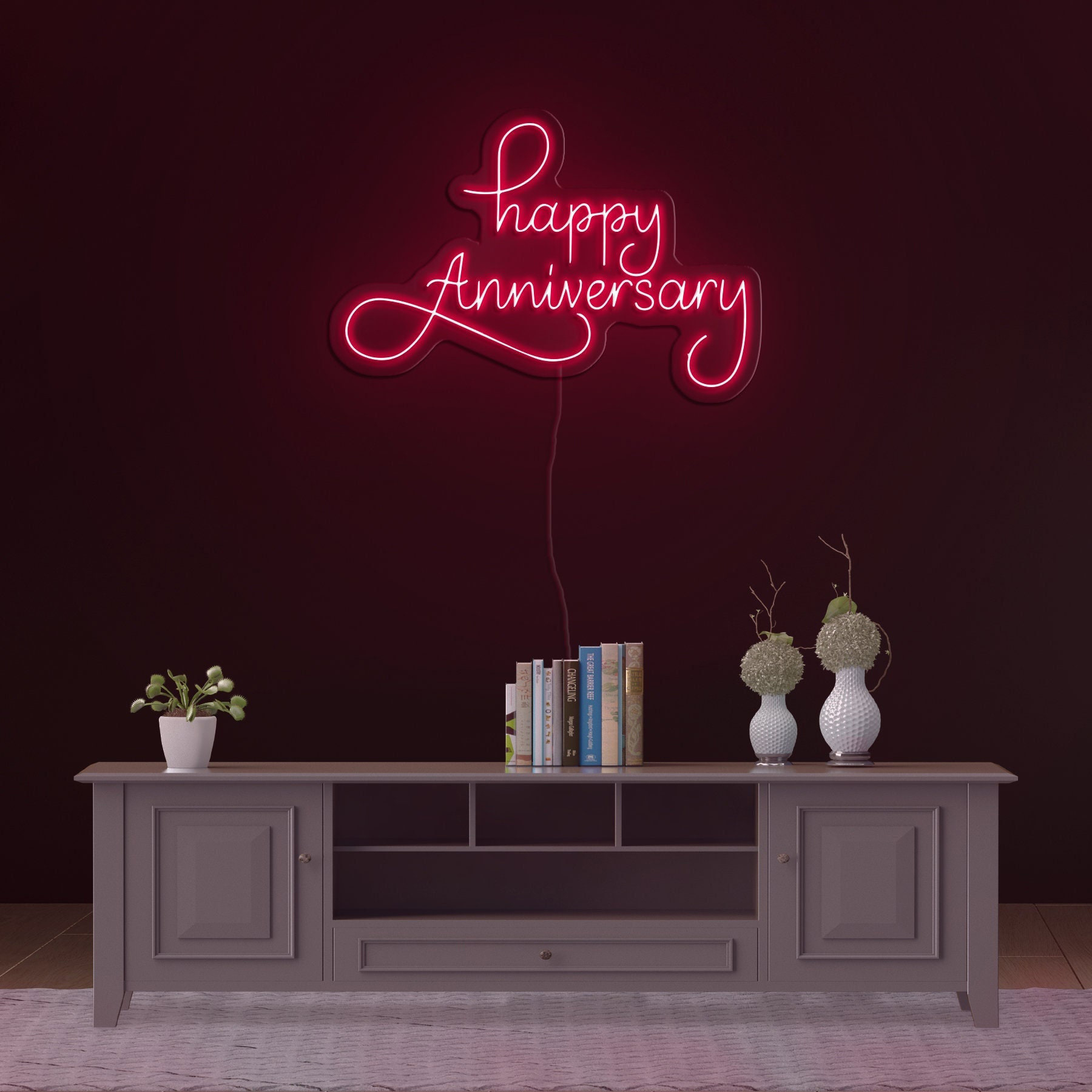 Happy Anniversary Neon Sign, Celebrate Love with LED Wall Decor, Gift for Couples, Wife, Husband, Parents, Bedroom or Party Decoration, Gift