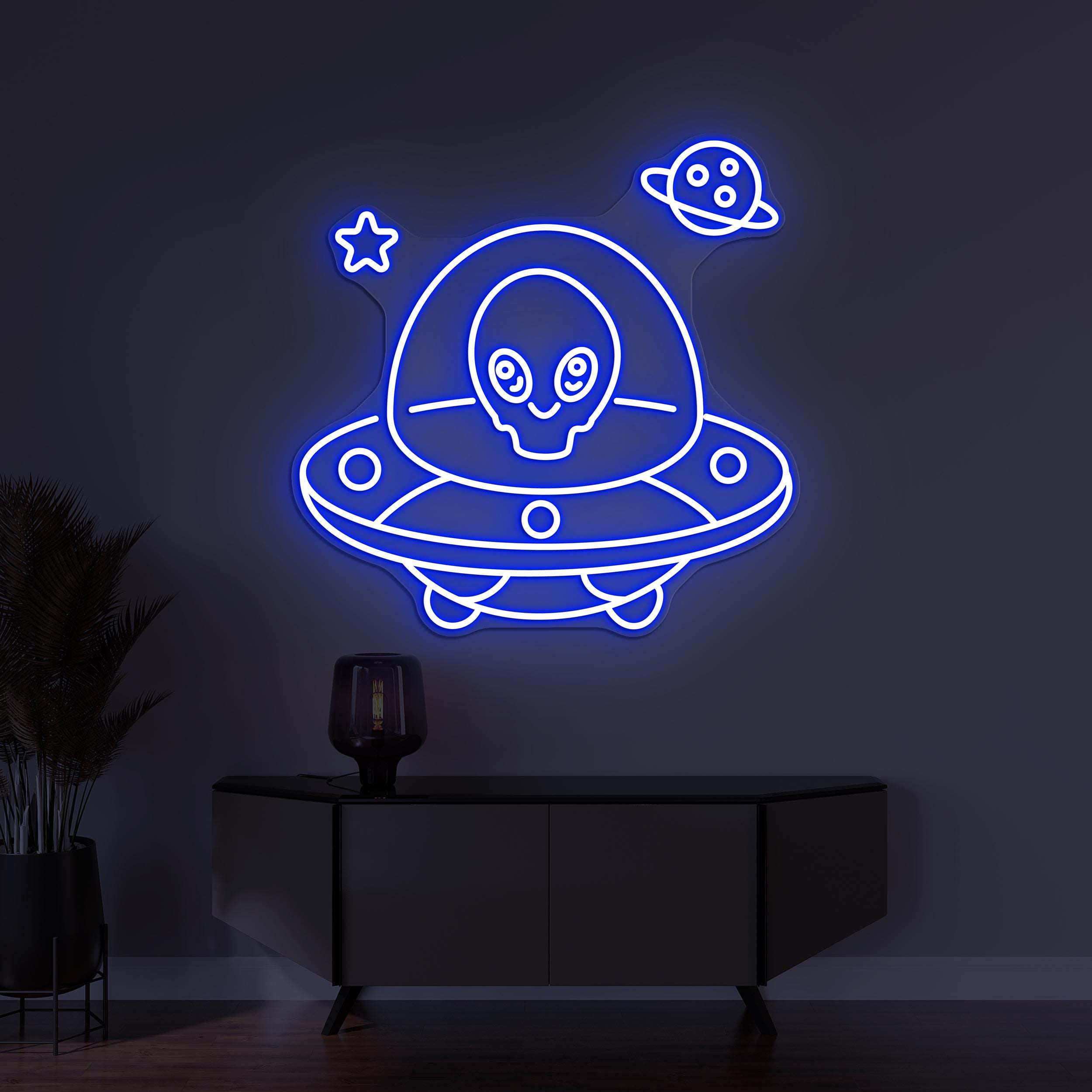 Alien Spaceship Neon Sign, Alien Spaceship LED Light, Spaceship Wall Decor, Alien Ship Decor, Home Wall Decor, Game Room Art, Alien Lover