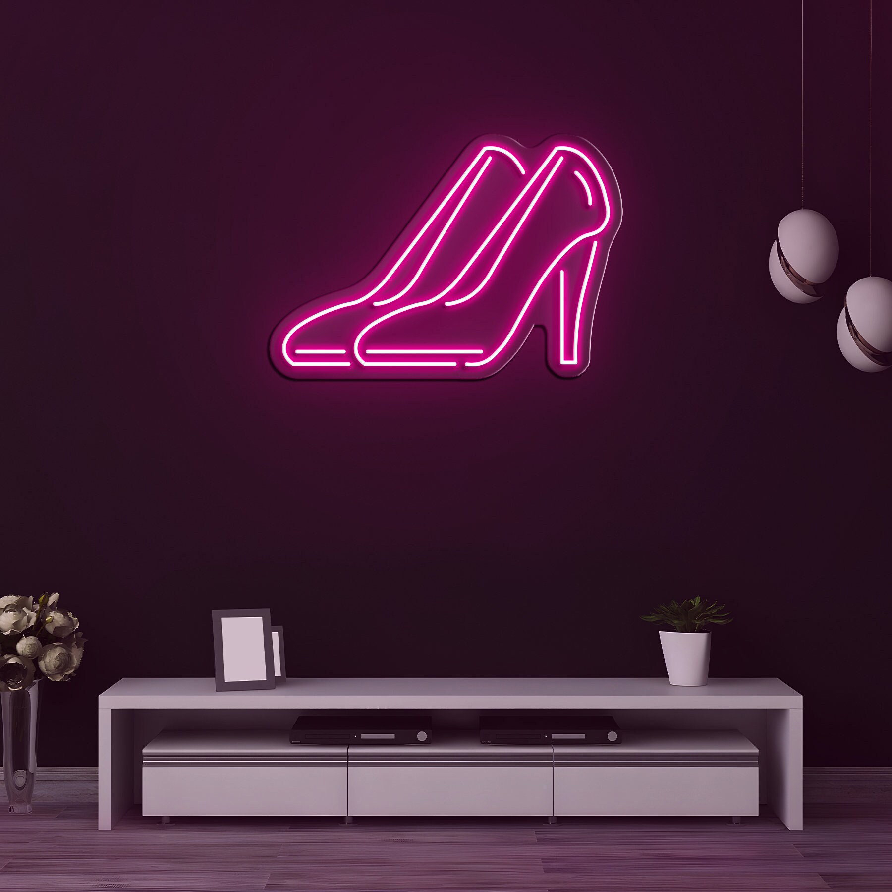 High Heel Neon Sign, LED Wall Decor for Fashionistas & Shoe Lovers, Room or Store Display, Neon Lights for Bedroom, Shoe Shop, Birthday Gift
