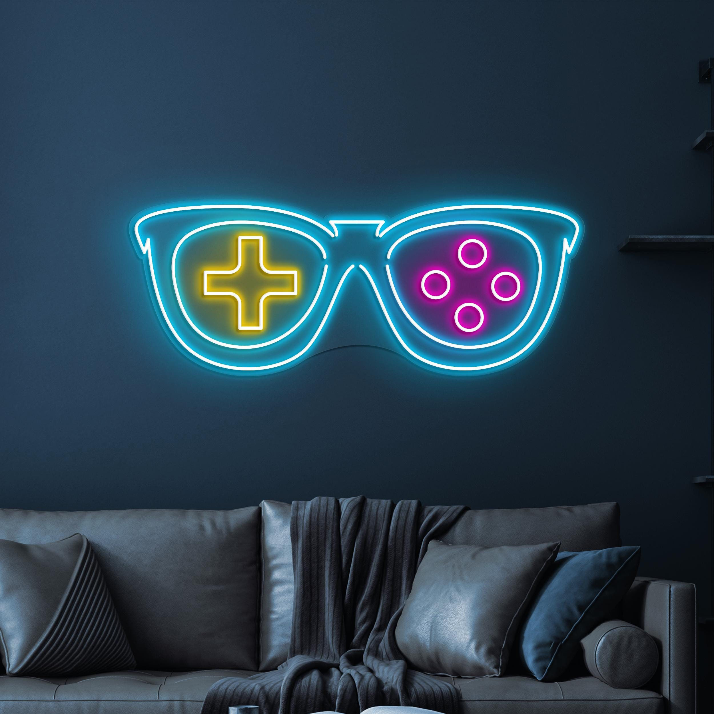 Gaming Glasses Neon Sign, Gaming Glasses LED Light, Sunglasses Shop Wall Art, Glasses For Gamer Sign, Game Room Neon Light, Game Lover Gift