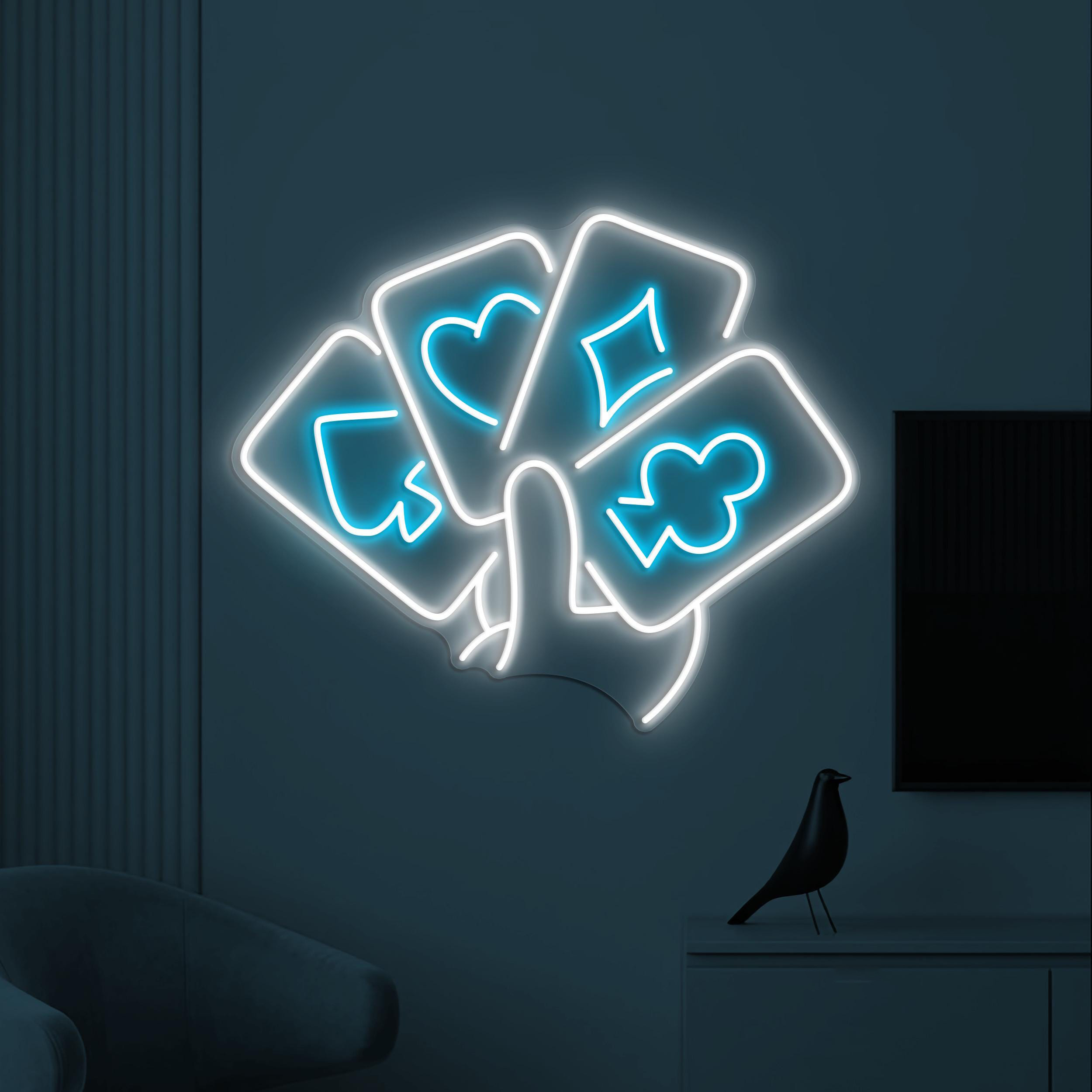 Poker Cards Neon Sign, Playing Cards LED Light, Casino Cards Wall Decor, Game Room Wall Art, Poker Room Neon Light, Home Wall Led Sign, Gift