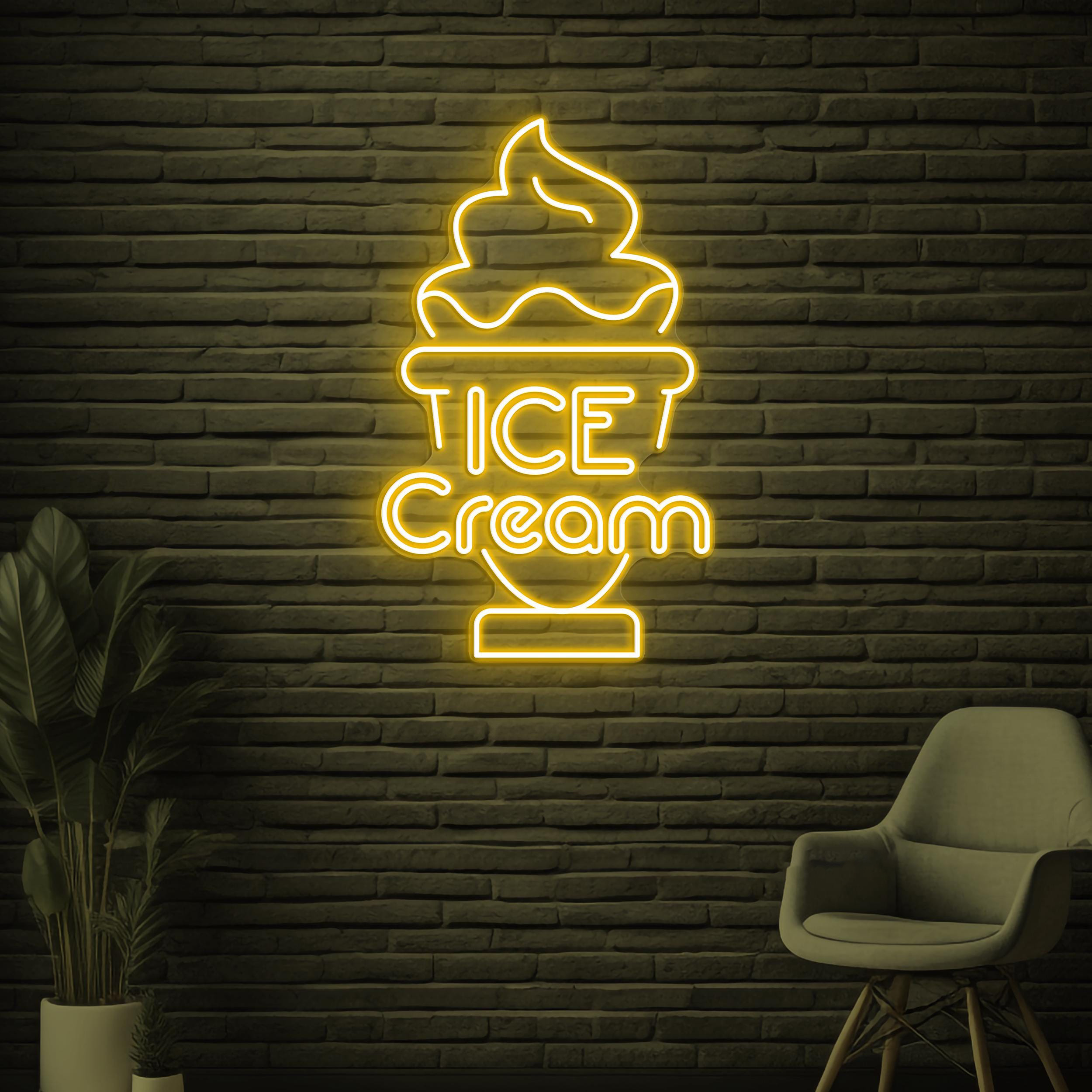 Ice Cream Neon Sign, Ice Cream LED Light, Sweet Dish Wall Decor, Ice Cream Cup Sign, Dessert Wall Art, Ice Cream Shop Decor, Ice Cream Lover