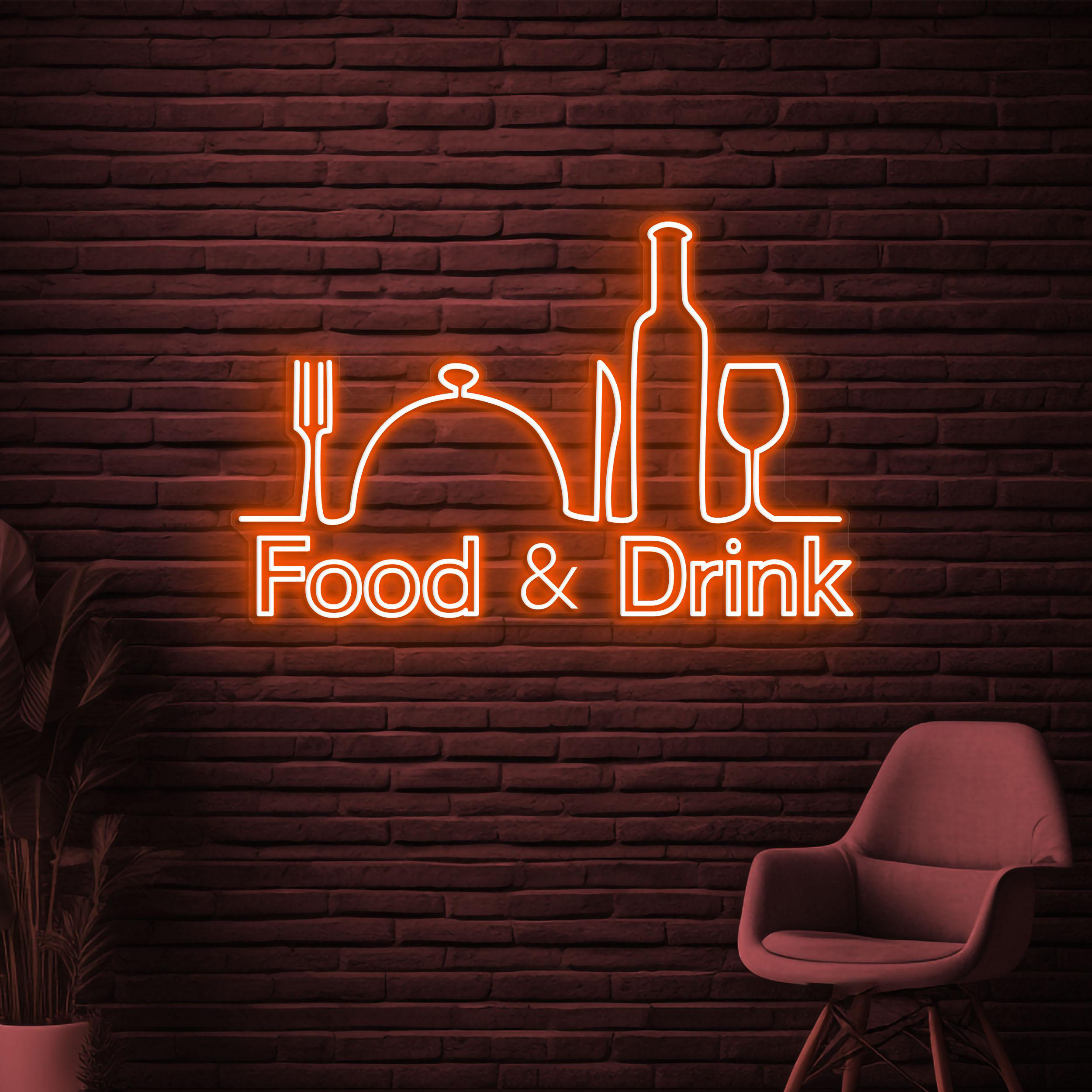 Food & Drink Neon Sign, Food and Drink LED Light, Restaurant Wall Decor, Cafe Wall Art, Custom Neon Sign, Kitchen Neon Light, Food Shop Art