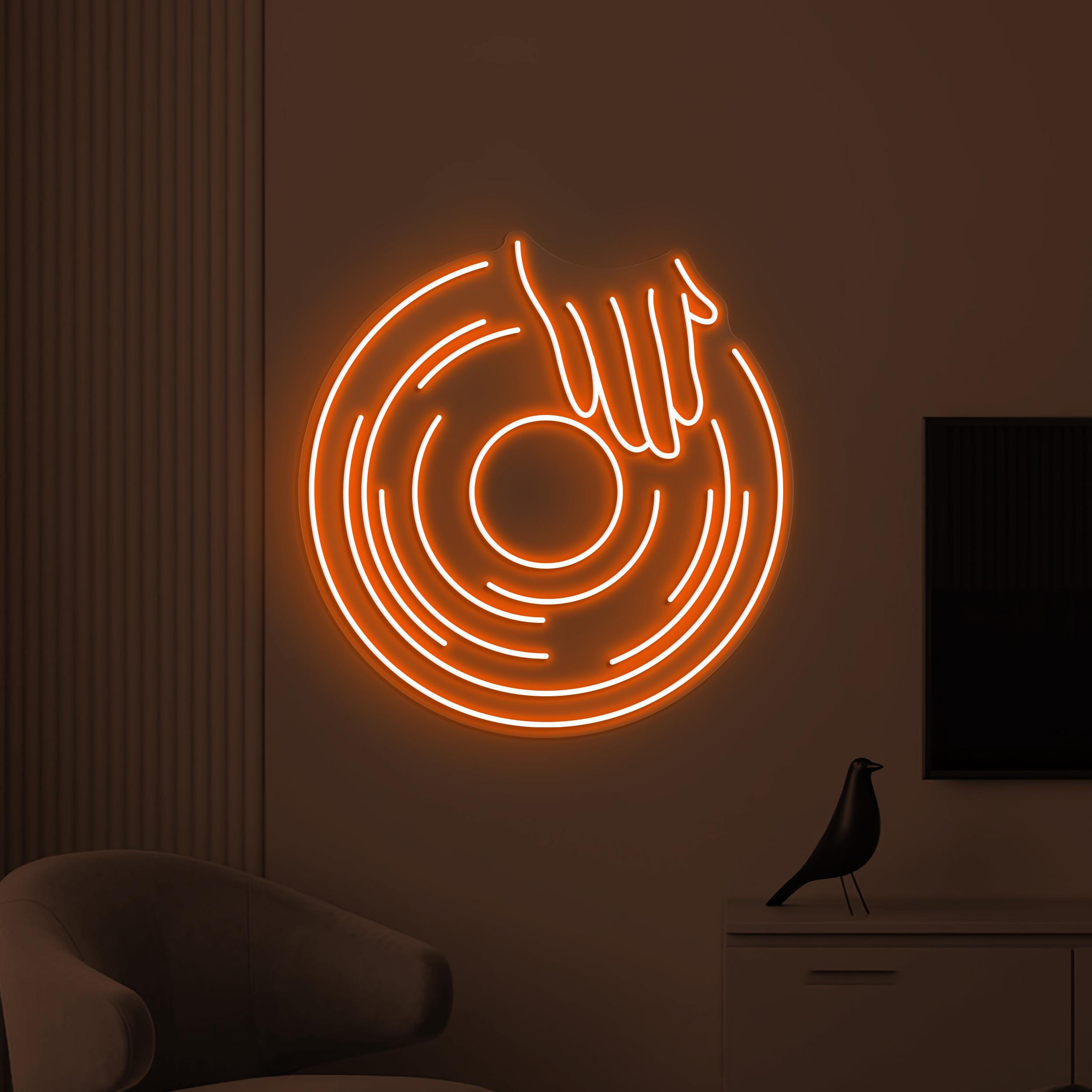 Vinyl Neon Sign, Vinyl Record LED Light, Vinyl Spin Wall Decor, Vinyl With Hand Wall Art, DJ Wall Light, DJ Room Neon Decor, Music Room Sign