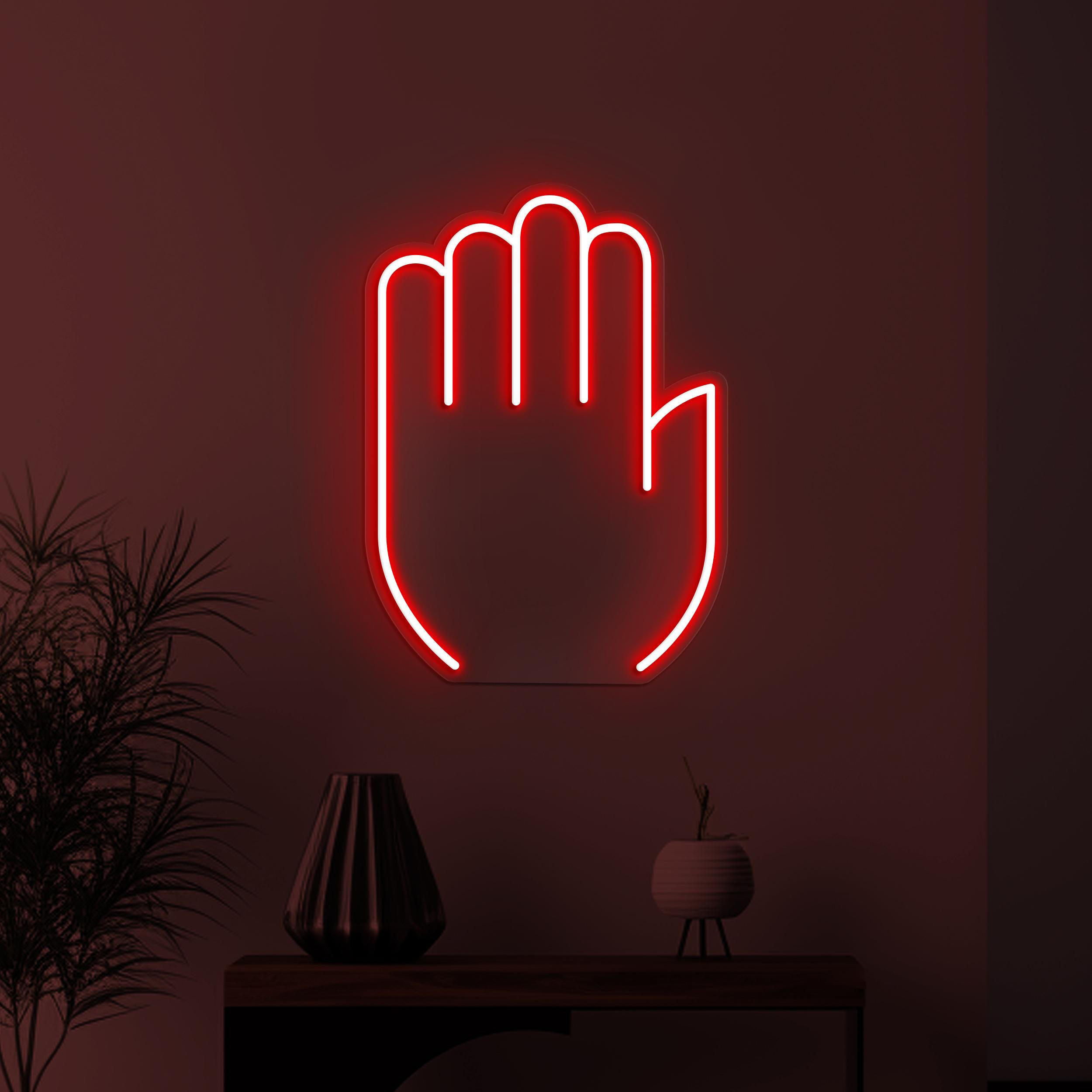 Hand Palm Neon Sign, Hand Palm LED Neon Art, Stop Hand LED Light, Halt Neon Sign, Home Wall Decor, Personalized Neon Sign, Office Neon Light