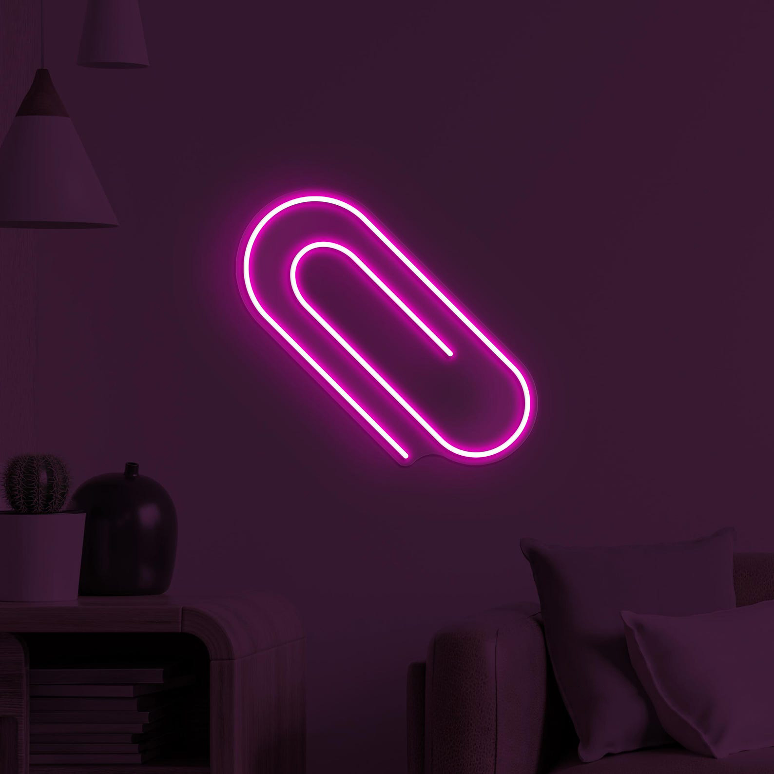Paper Clip Neon Sign, Paper Clip LED Light, Office Wall Art, Cafe, Bar, Restaurant Decor, Neon Sign, Custom Neon Sign, Books Shop Neon Light