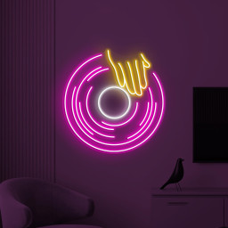 Vinyl Neon Sign, Vinyl Record LED Light, Vinyl Spin Wall Decor, Vinyl With Hand Wall Art, DJ Wall Light, DJ Room Neon Decor, Music Room Sign