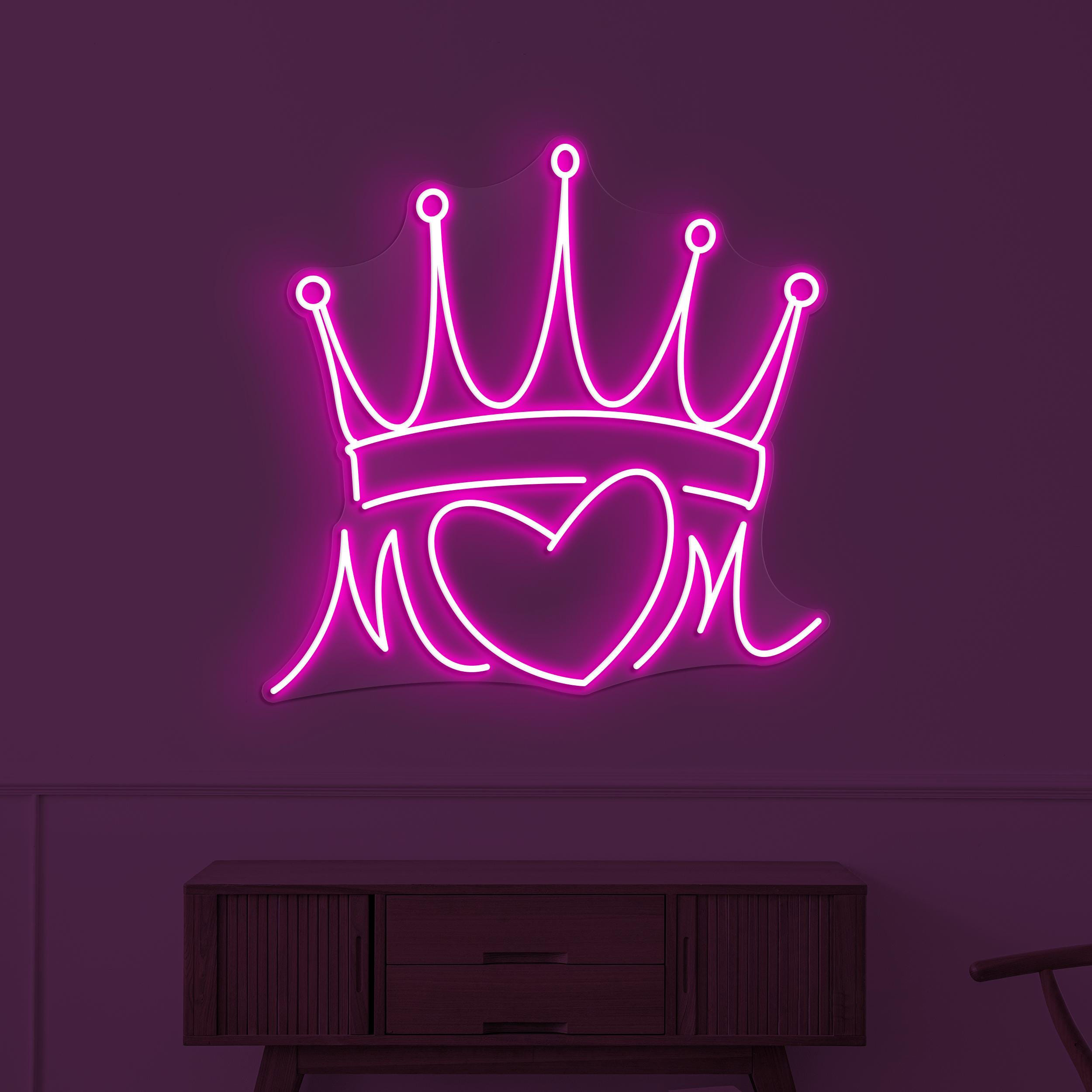 Crown Neon Sign, Crown Heart LED Light, Queen Crown Wall Decor, Mom Crown Neon Light, Home Decor, Royal Crown Decor, Princess Crown Wall Art